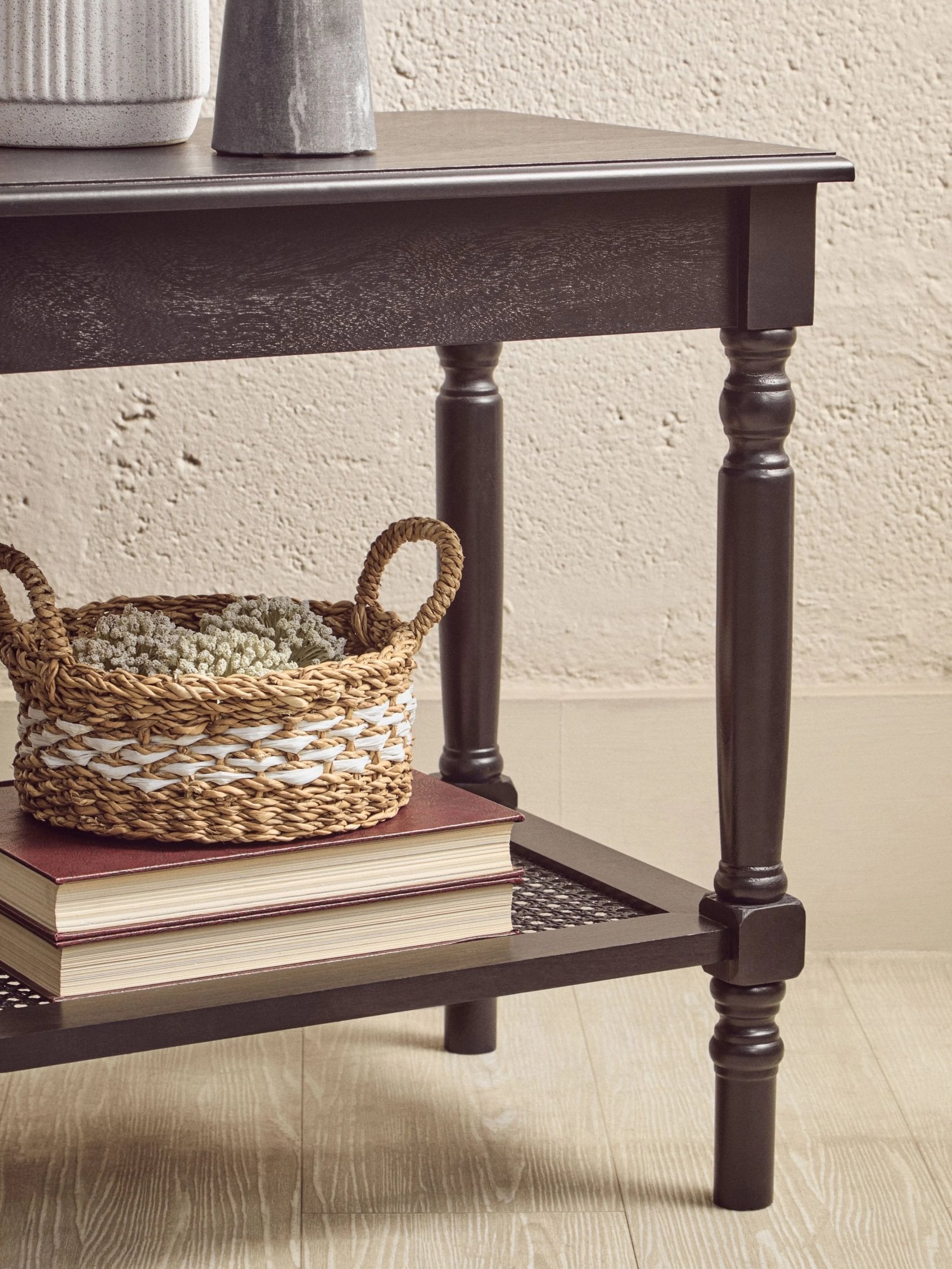 Chelsea Black Wood Side Table with Lower Shelf