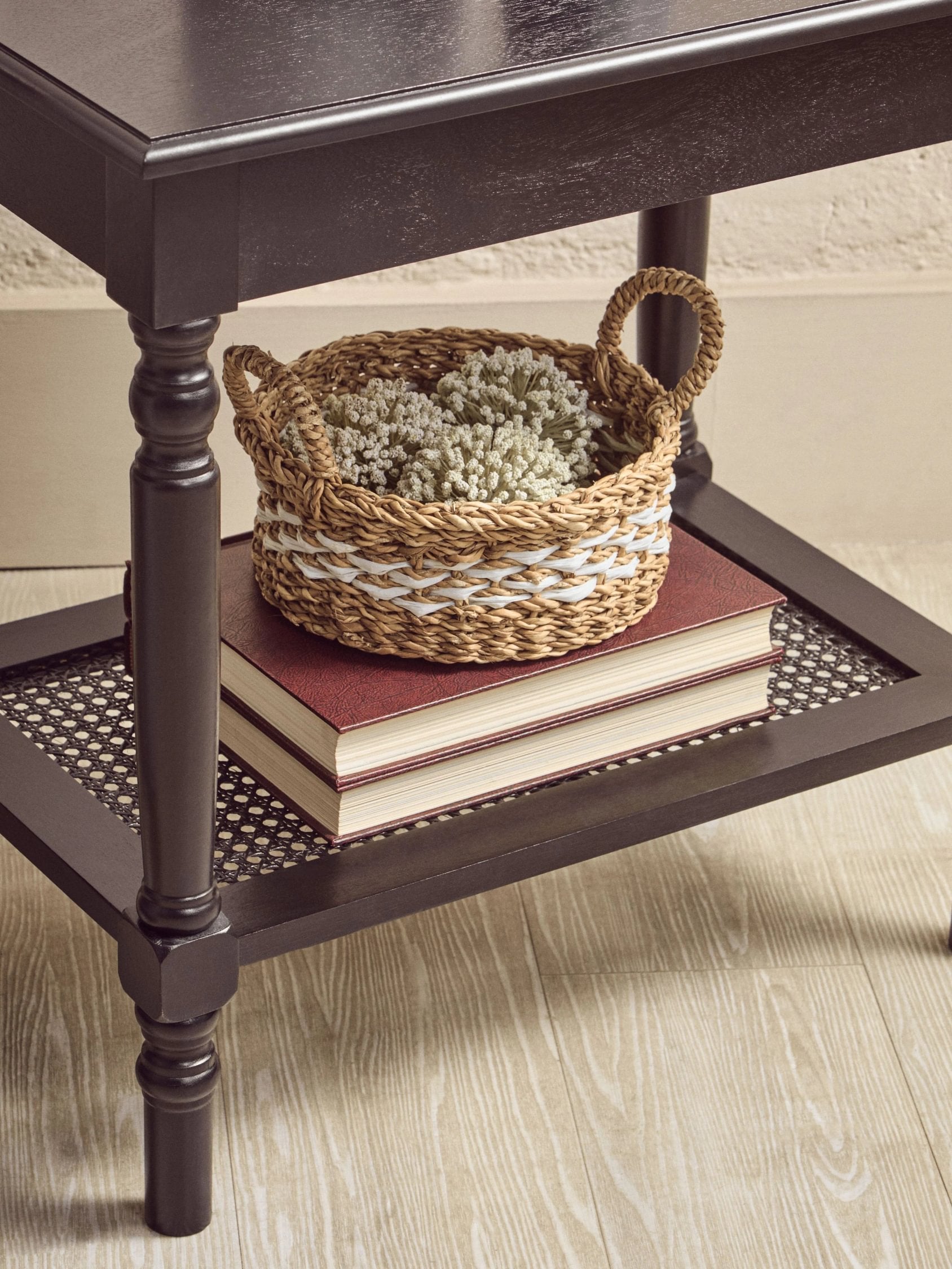 Chelsea Black Wood Side Table with Lower Shelf