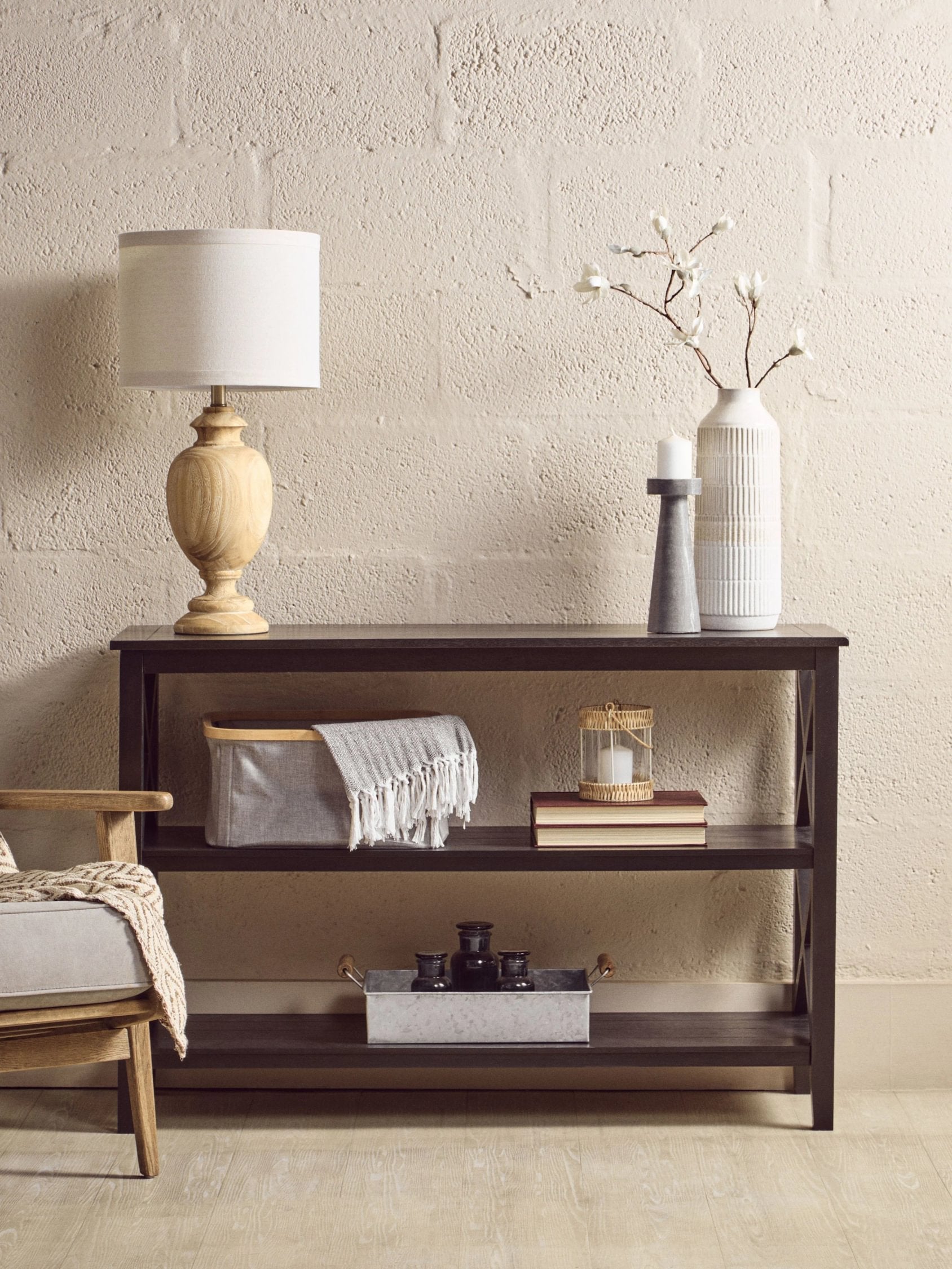 Chelsea Large Black 2 Tier Wood Bookshelf