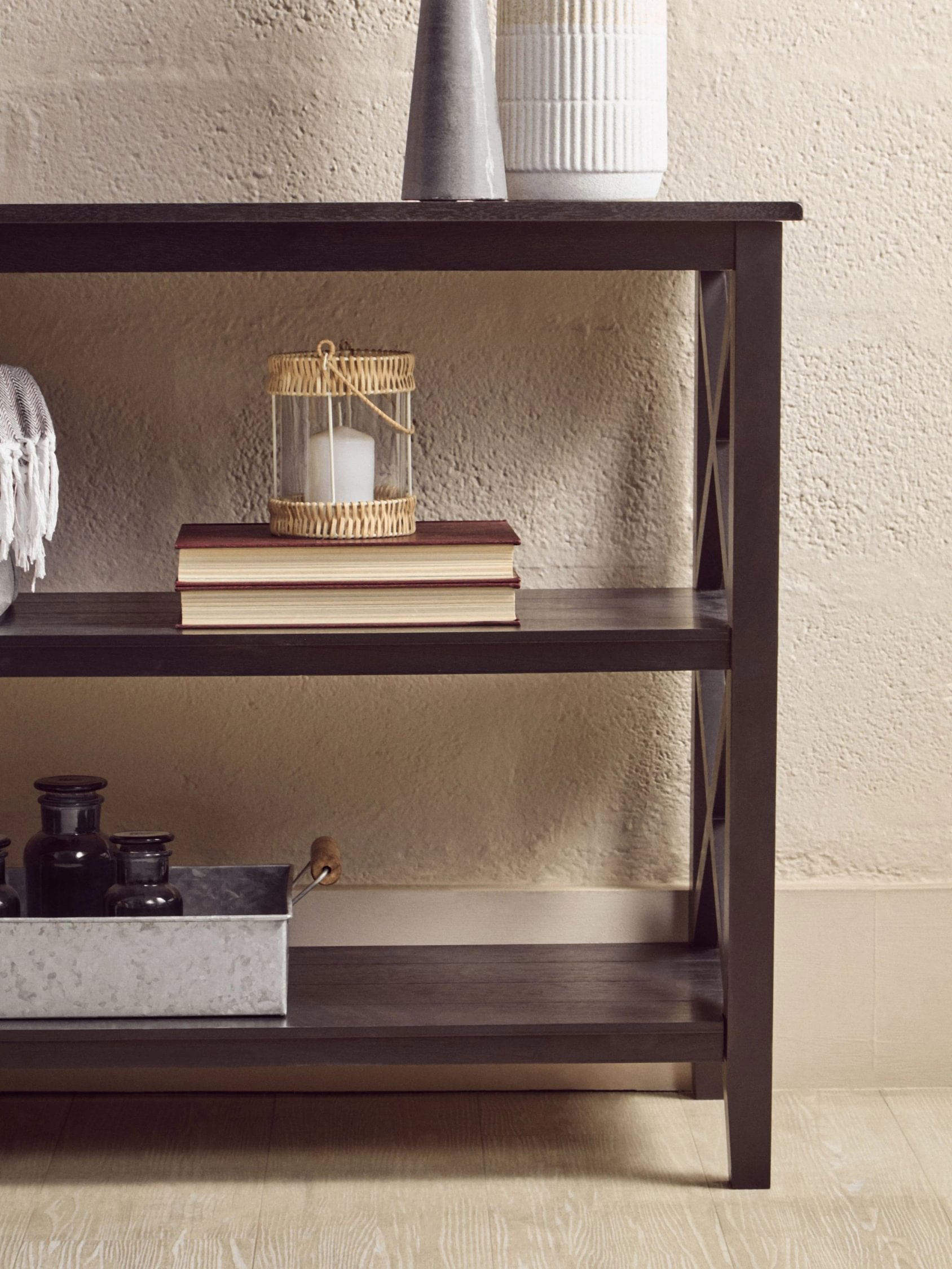 Chelsea Large Black 2 Tier Wood Bookshelf