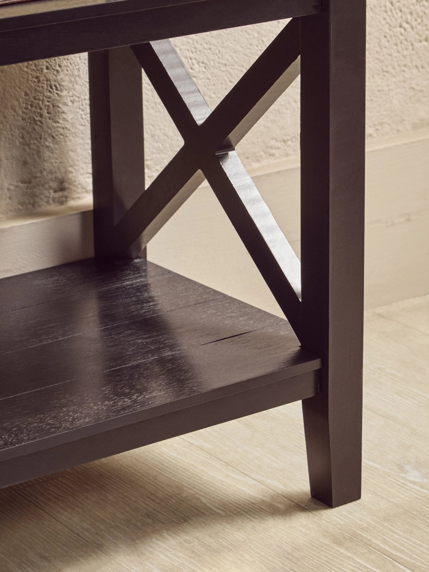 Chelsea Large Black 2 Tier Wood Bookshelf