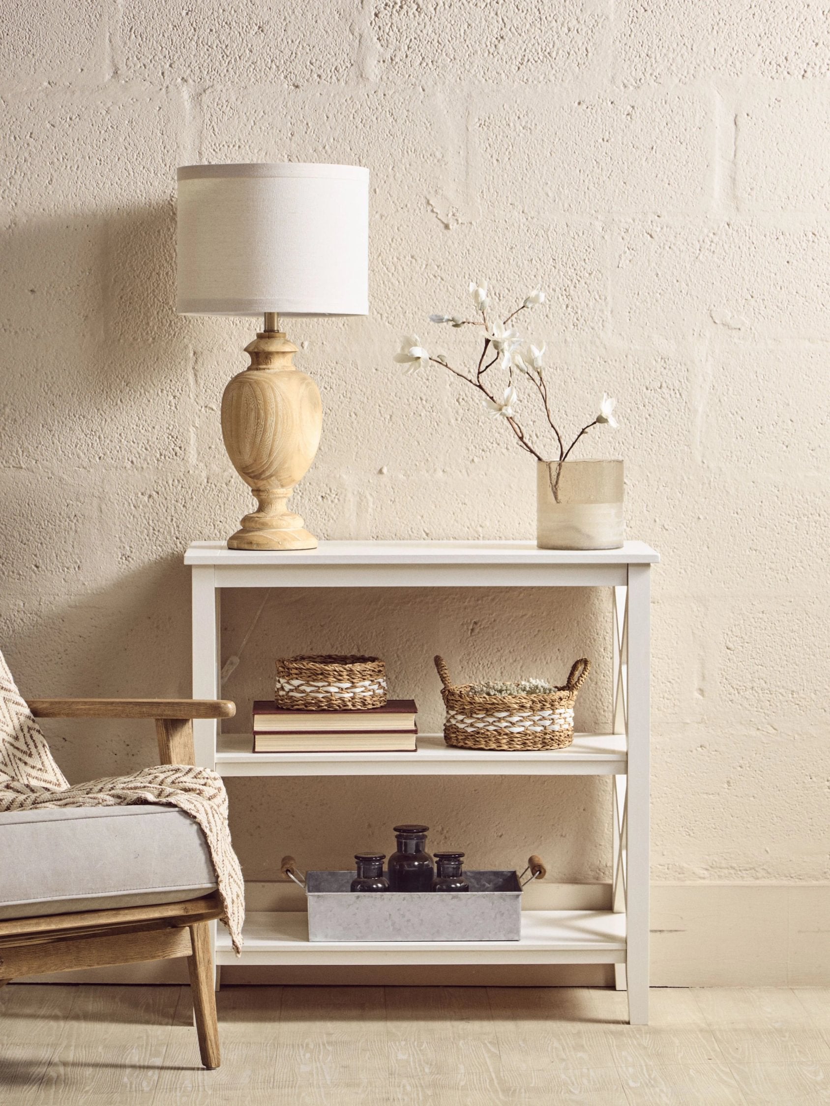 Chelsea 2 Tier White Wood Bookshelf