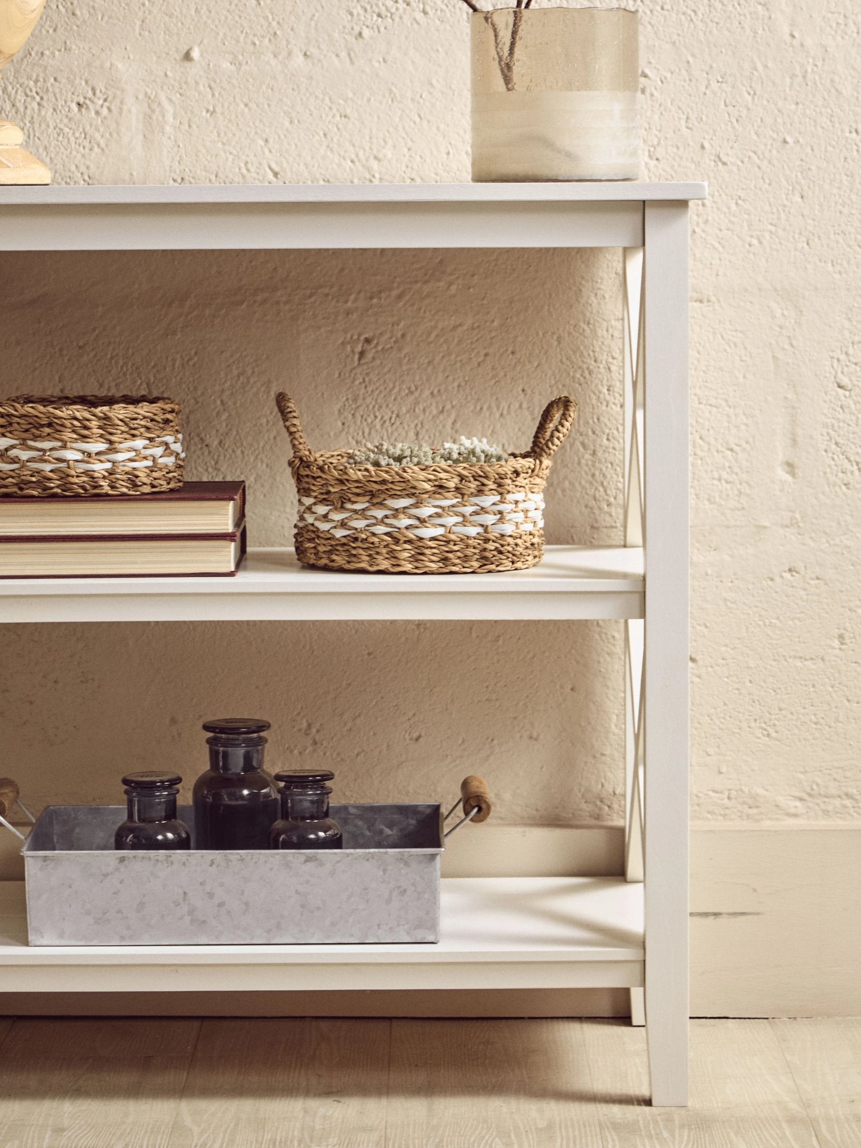 Chelsea 2 Tier White Wood Bookshelf