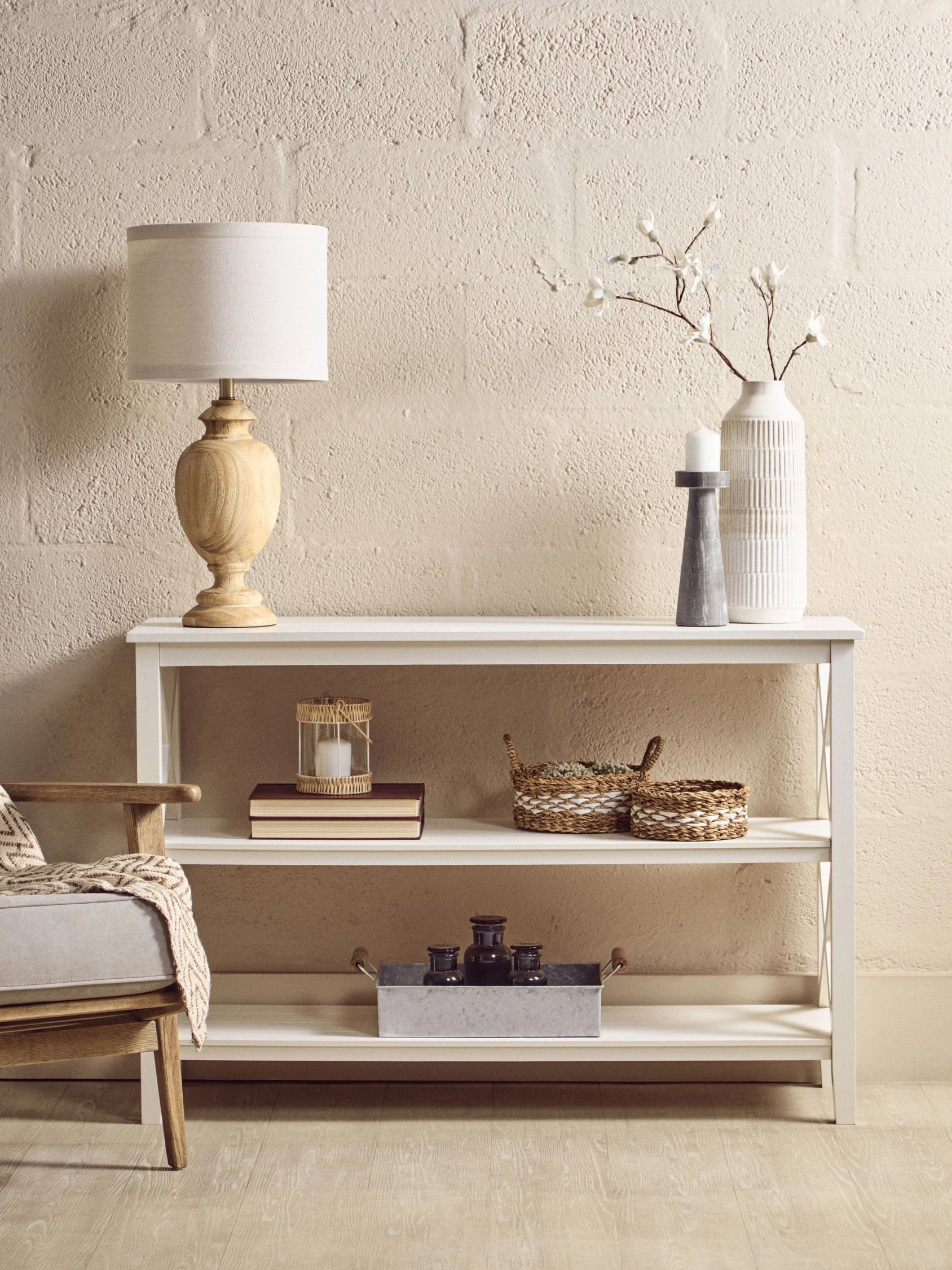 Chelsea Large White 2 Tier Wood Bookshelf