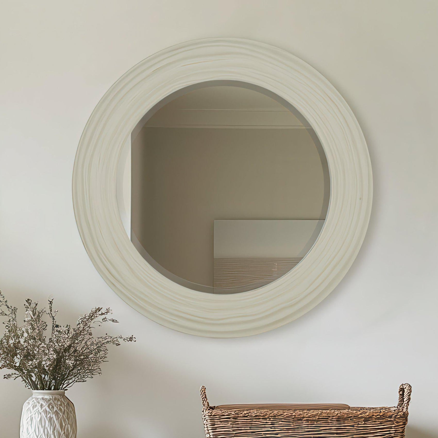 Boho Hay Round Wall Mirror