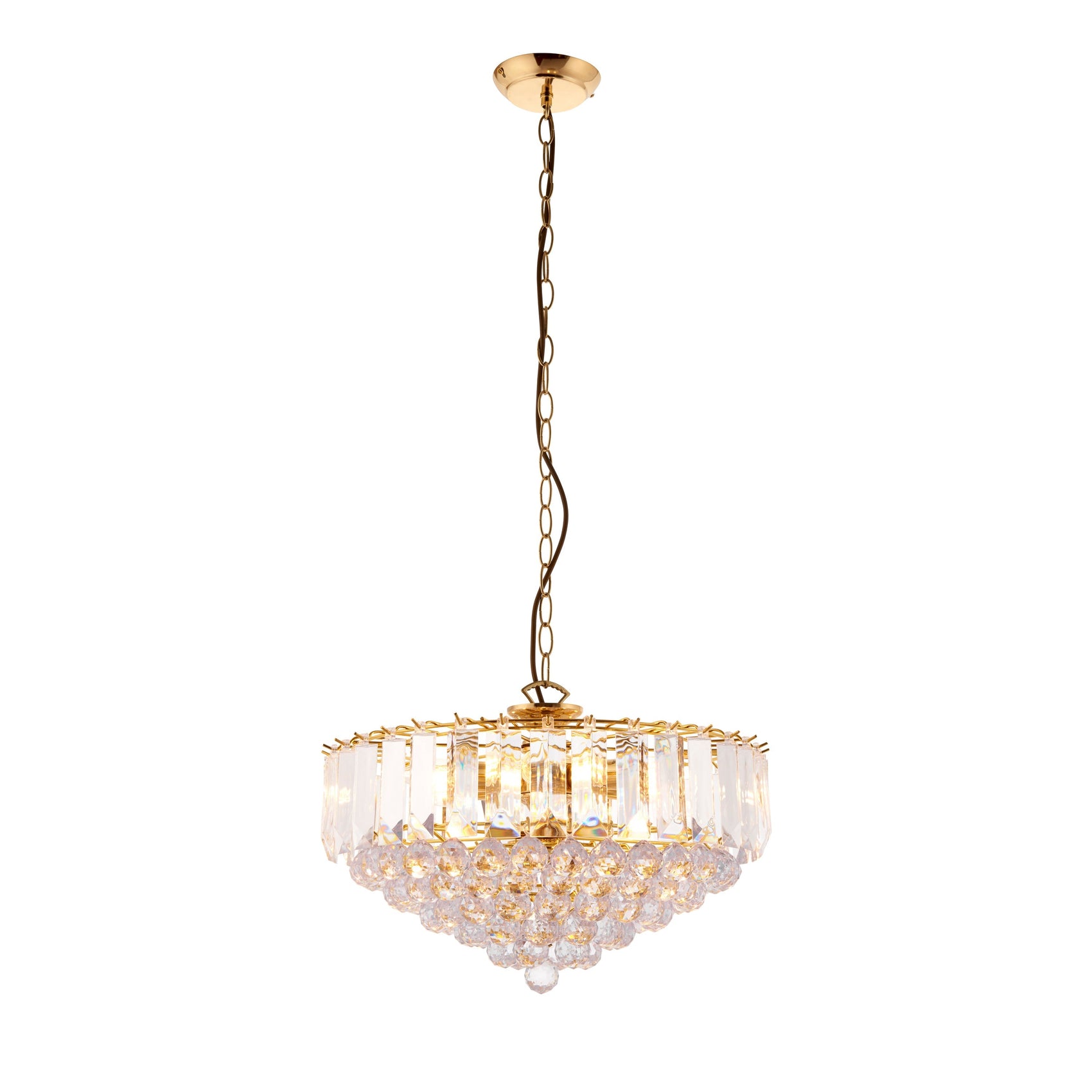 Maybel Brass & Crystal Pendant Light Large