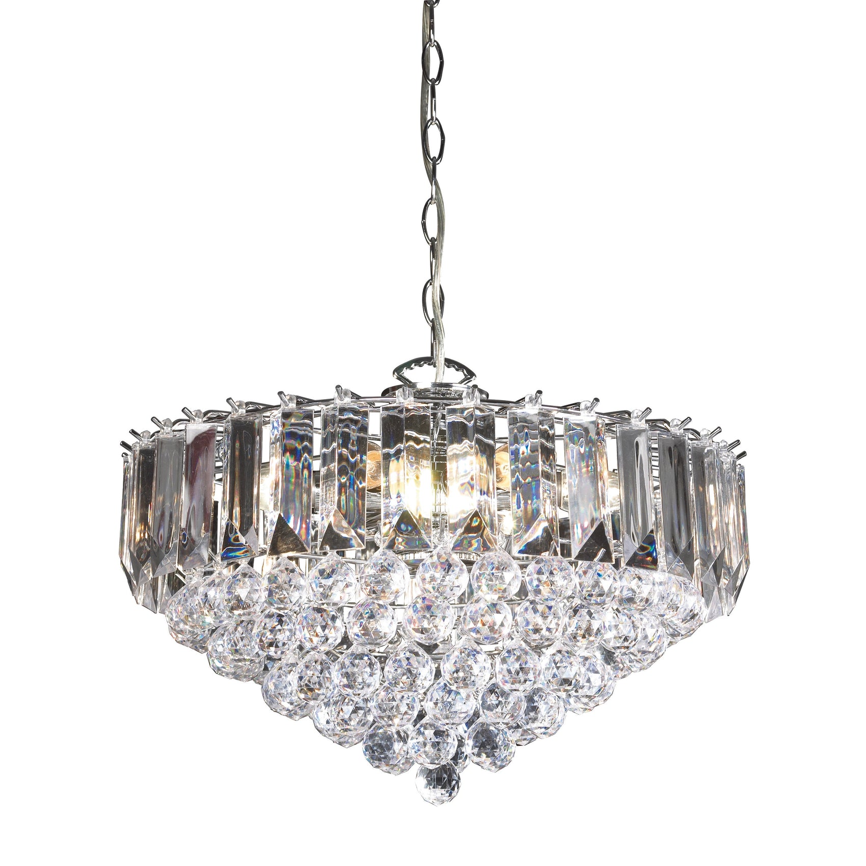 Maybel Chrome & Crystal Pendant Light Large