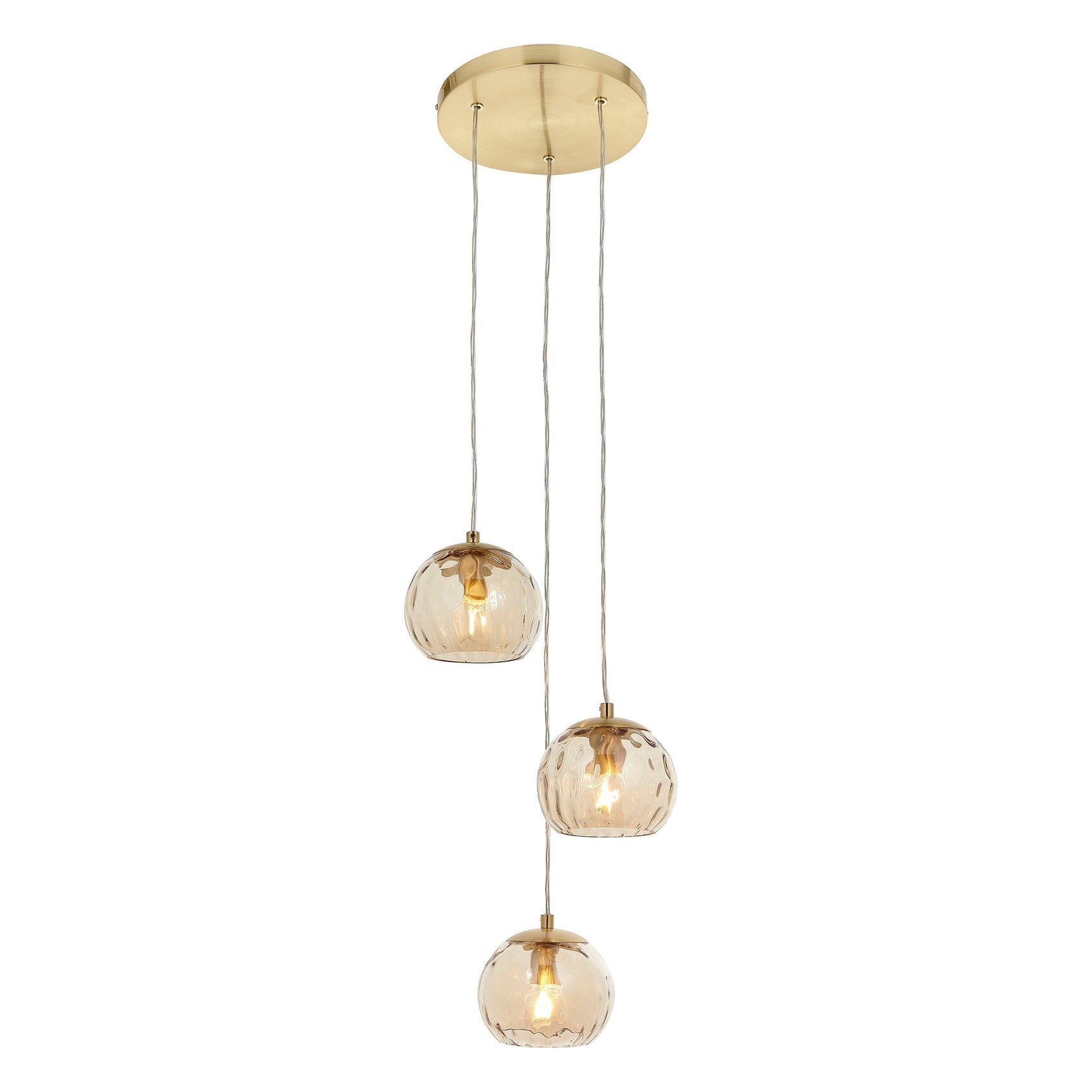 Albee Gold & Dimple Glass Dome Pendant | 3 Lights