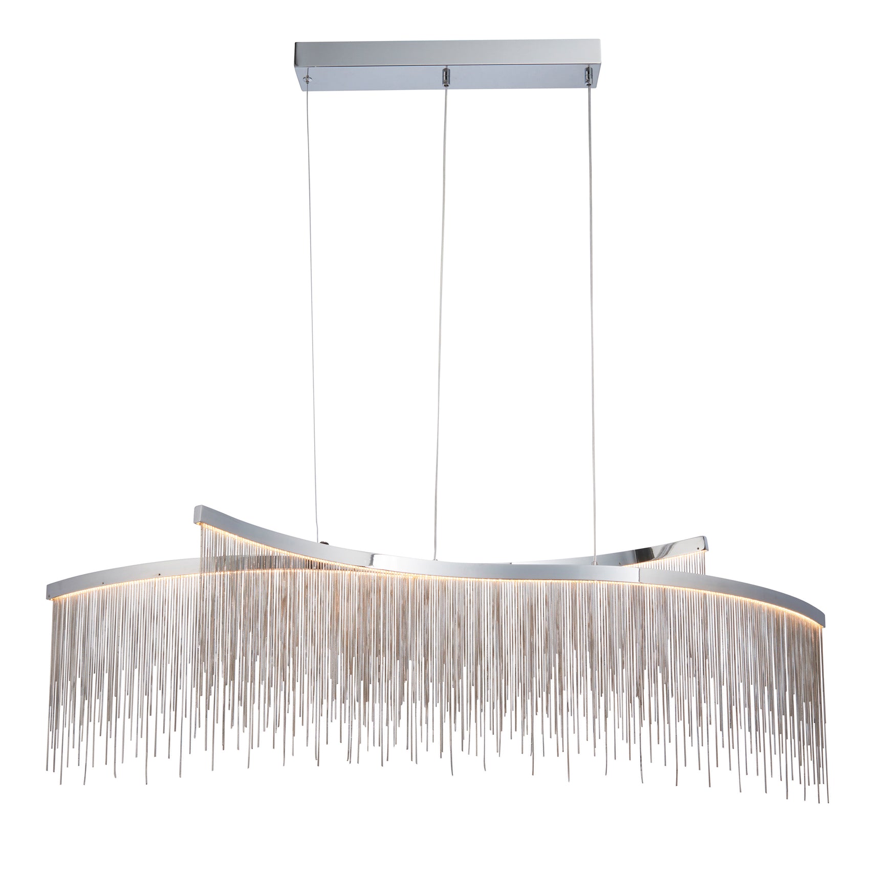 Amelia Linear Chrome & Silver Chain Pendant Light
