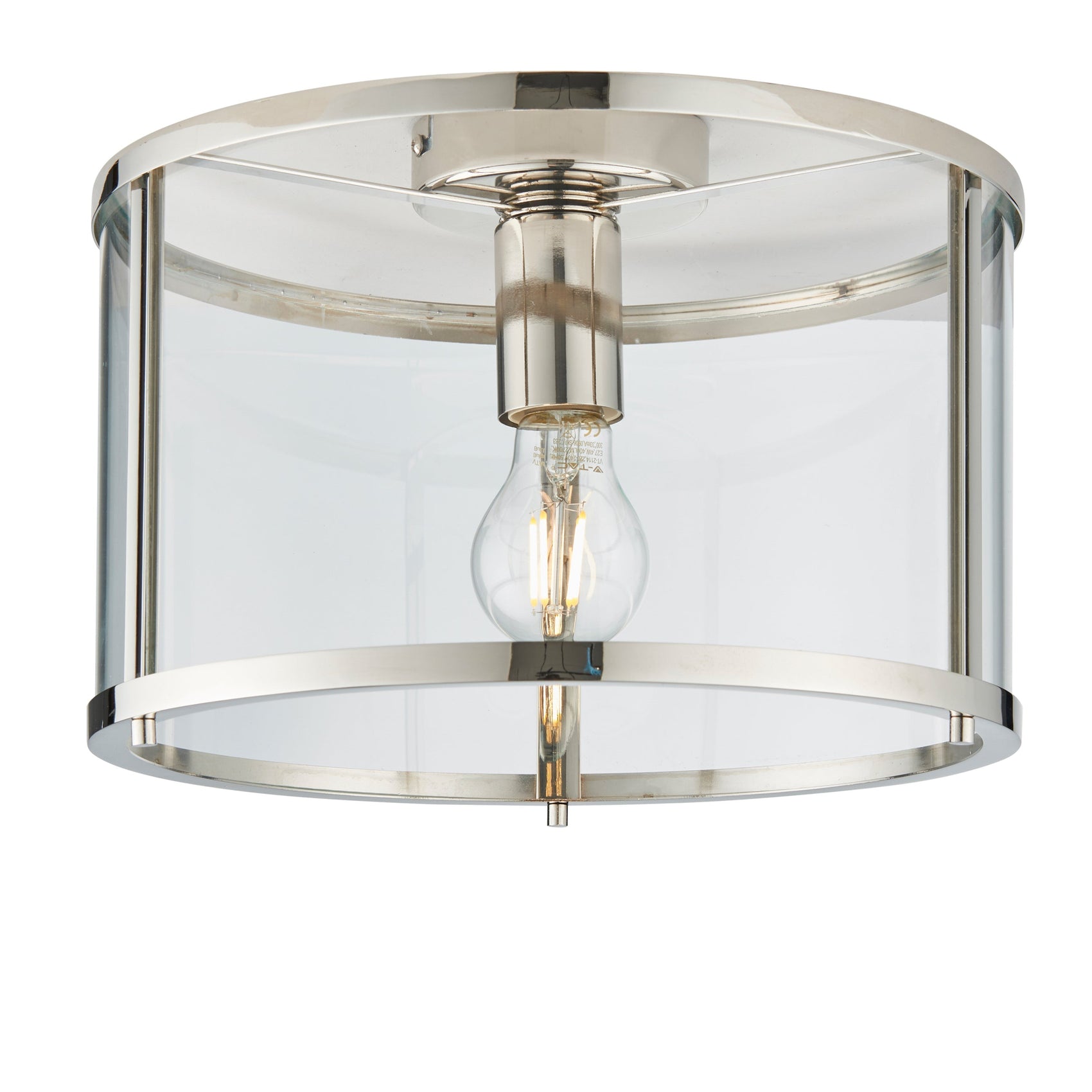 Abern Bright Nickel & Clear Glass Ceiling Light