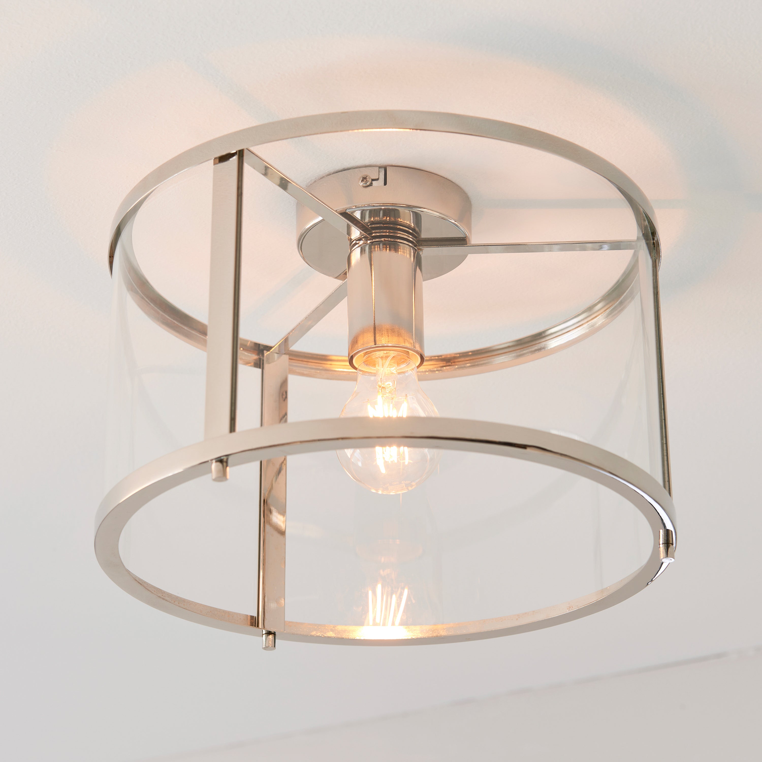 Abern Bright Nickel & Clear Glass Ceiling Light