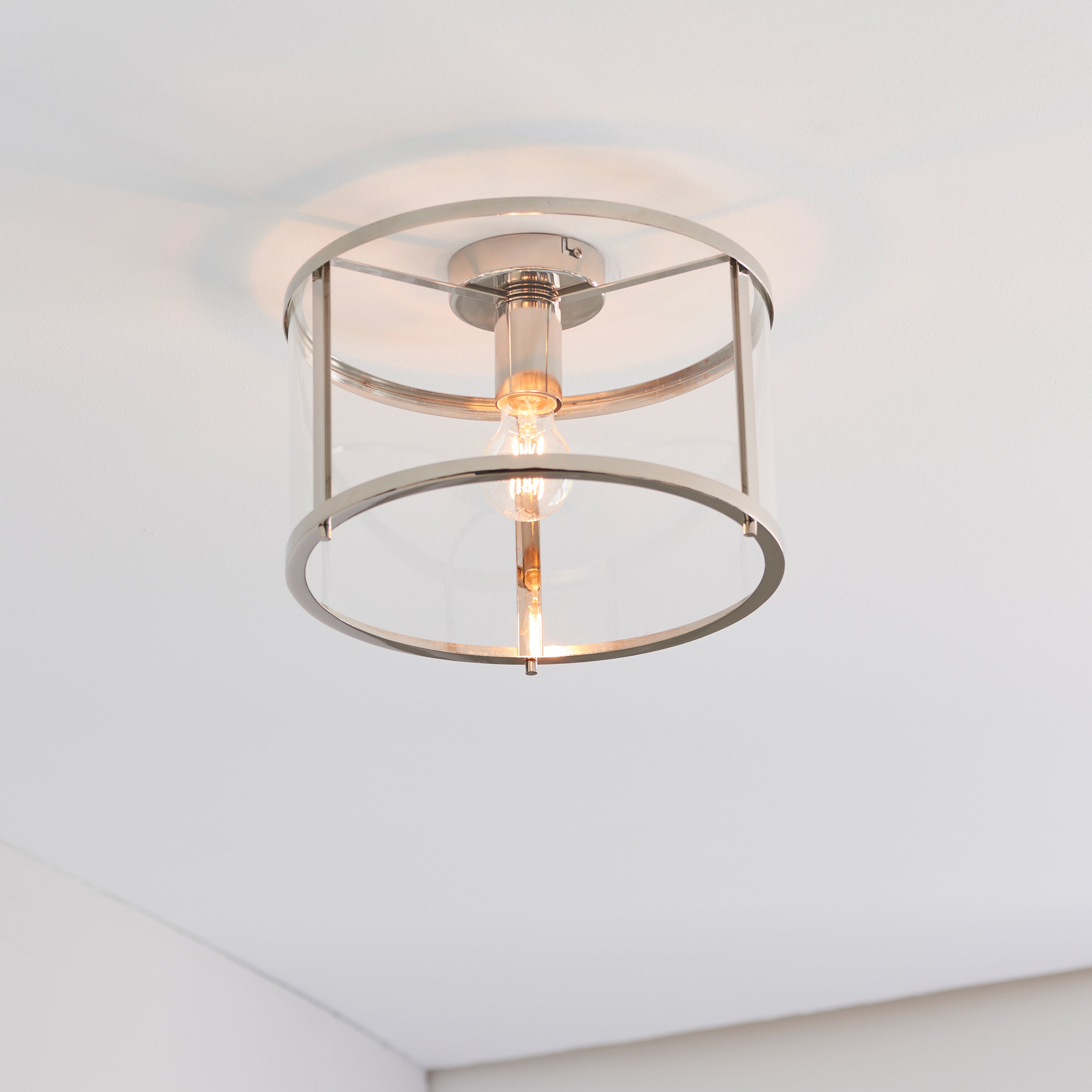 Abern Bright Nickel & Clear Glass Ceiling Light