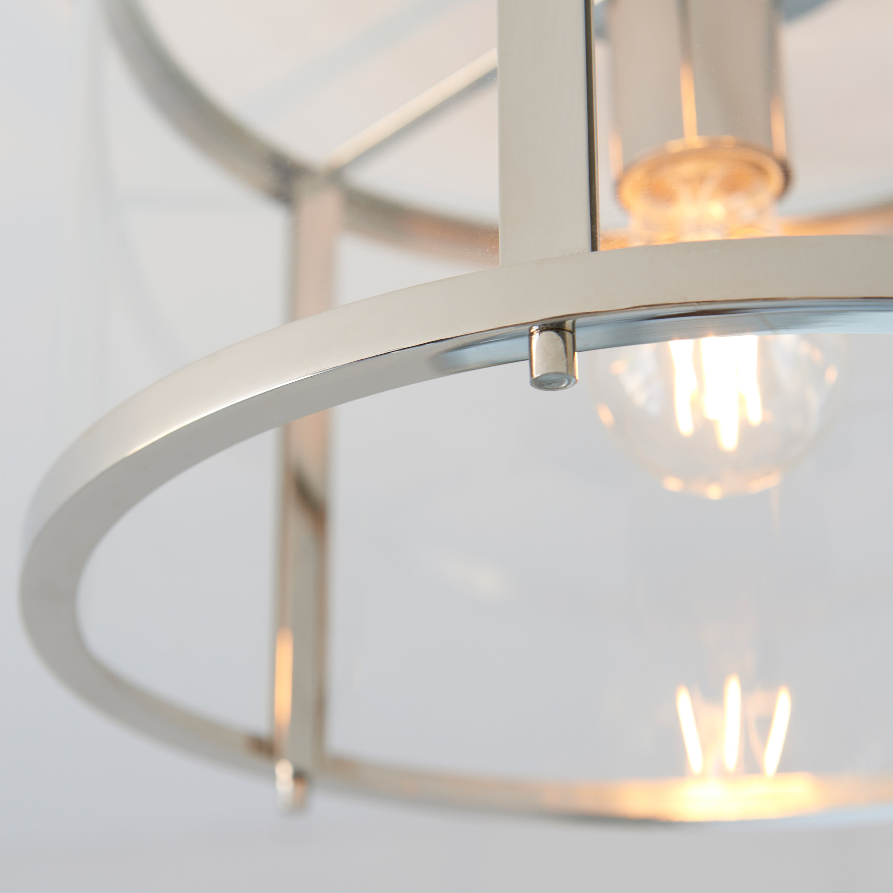 Abern Bright Nickel & Clear Glass Ceiling Light