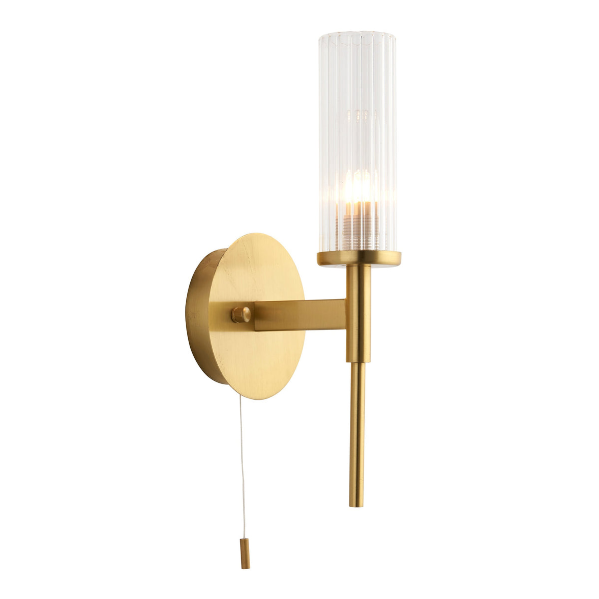 Belle Brushed Gold & Ribbed Glass Wall Light