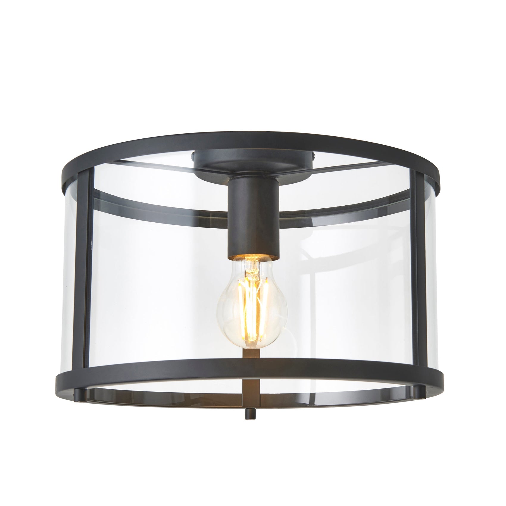 Abern Matt Black & Clear Glass Ceiling Light