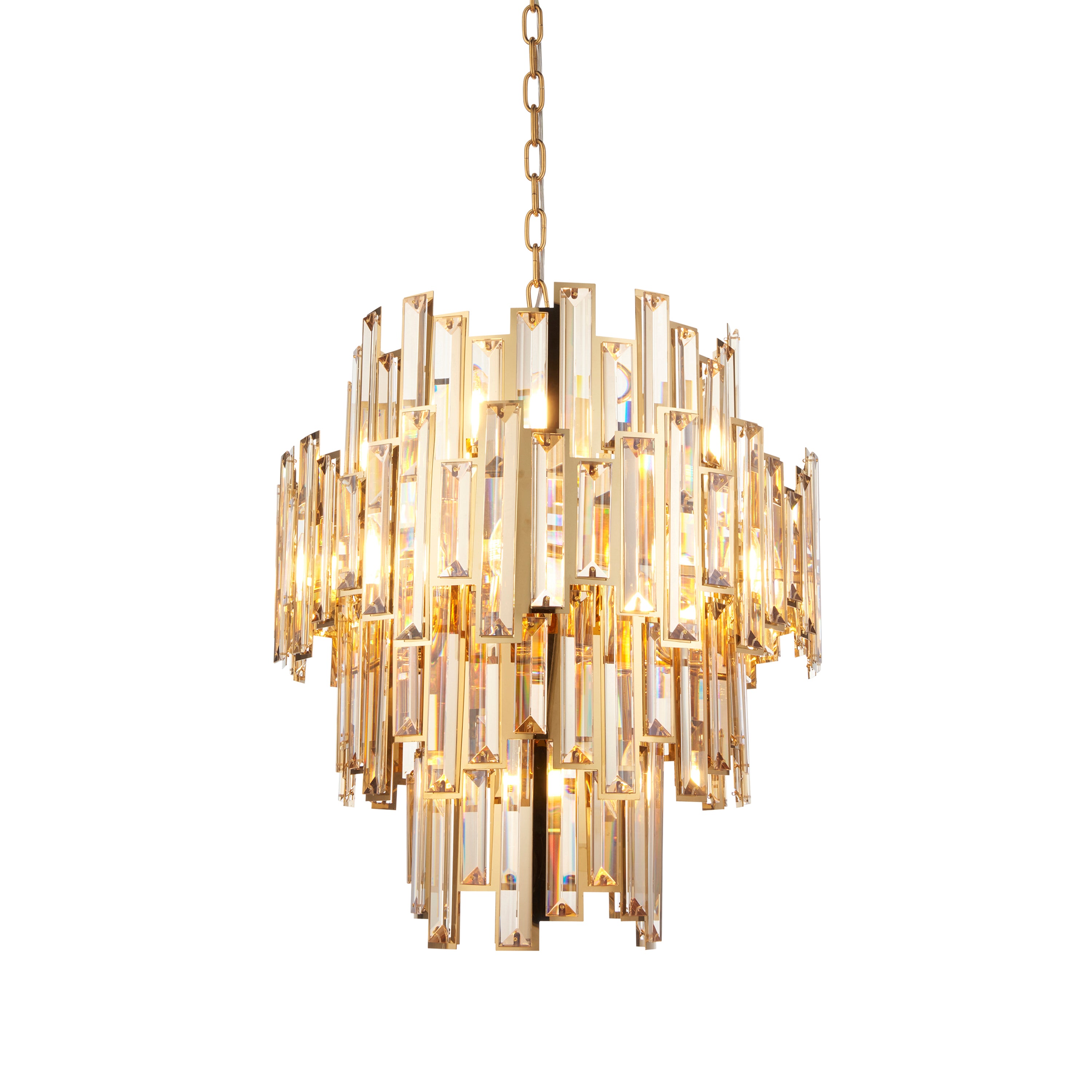 Sabrina Champagne Gold & Jewel Glass Chandelier