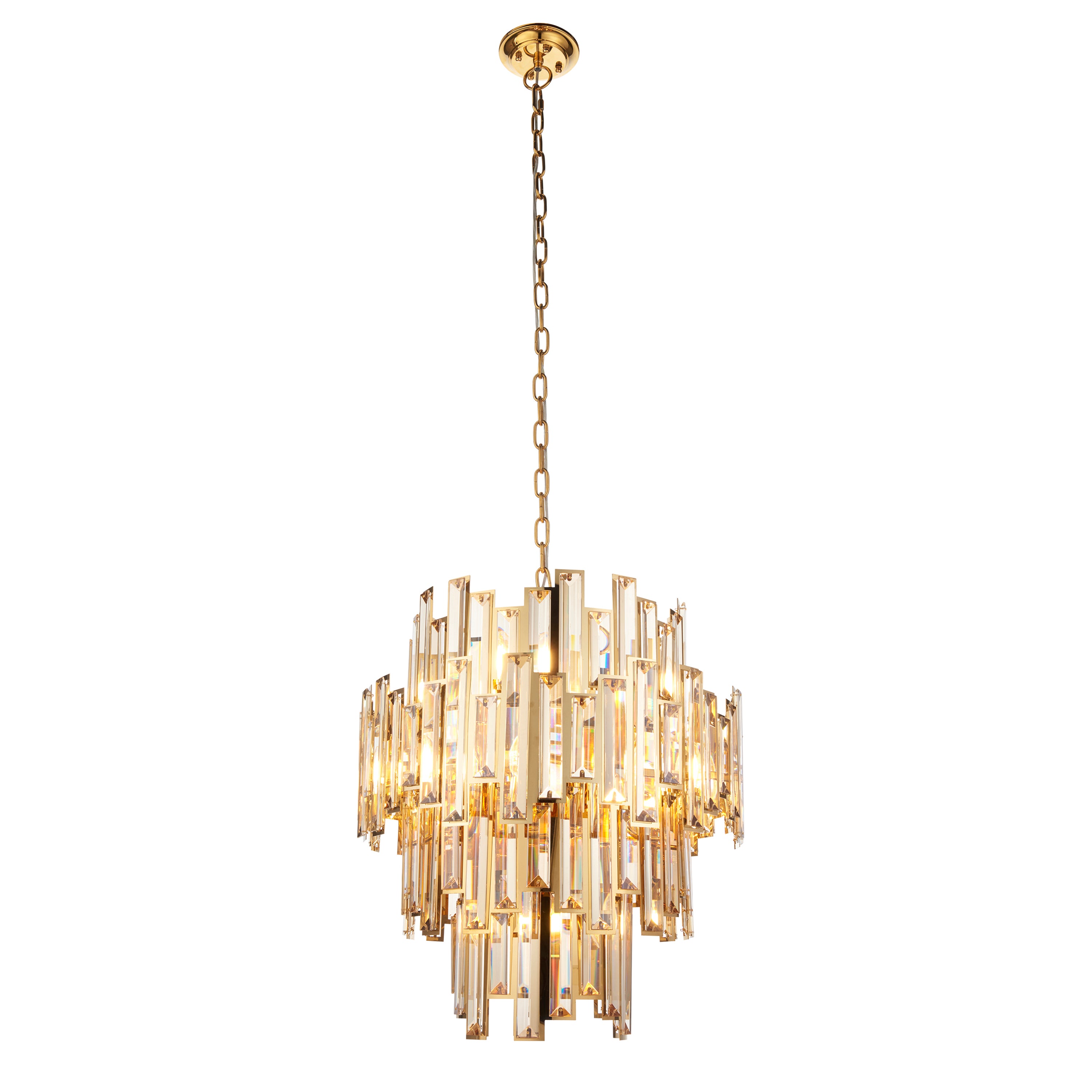 Sabrina Champagne Gold & Jewel Glass Chandelier