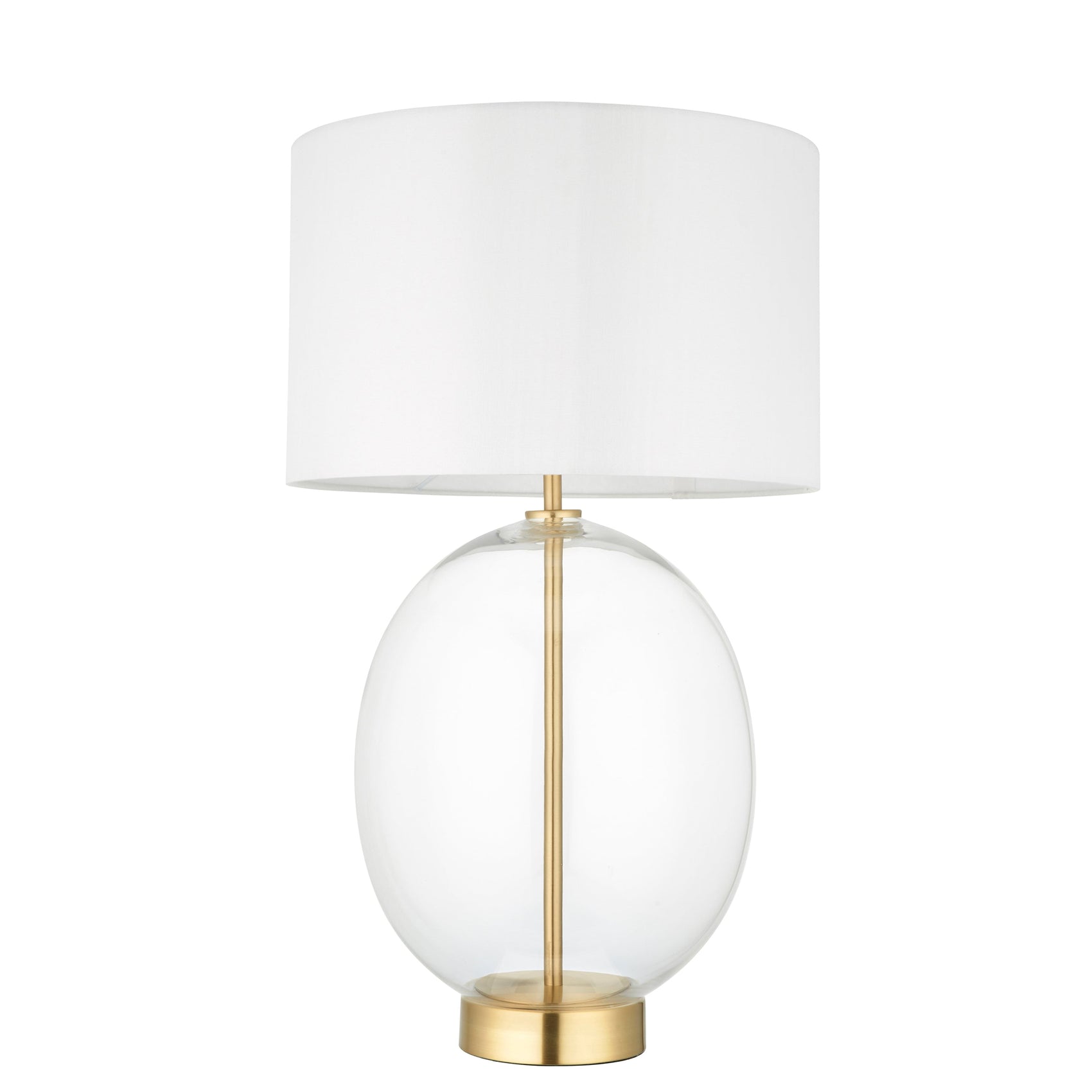 Tyro Satin Brass & Clear Glass Oval Table Lamp