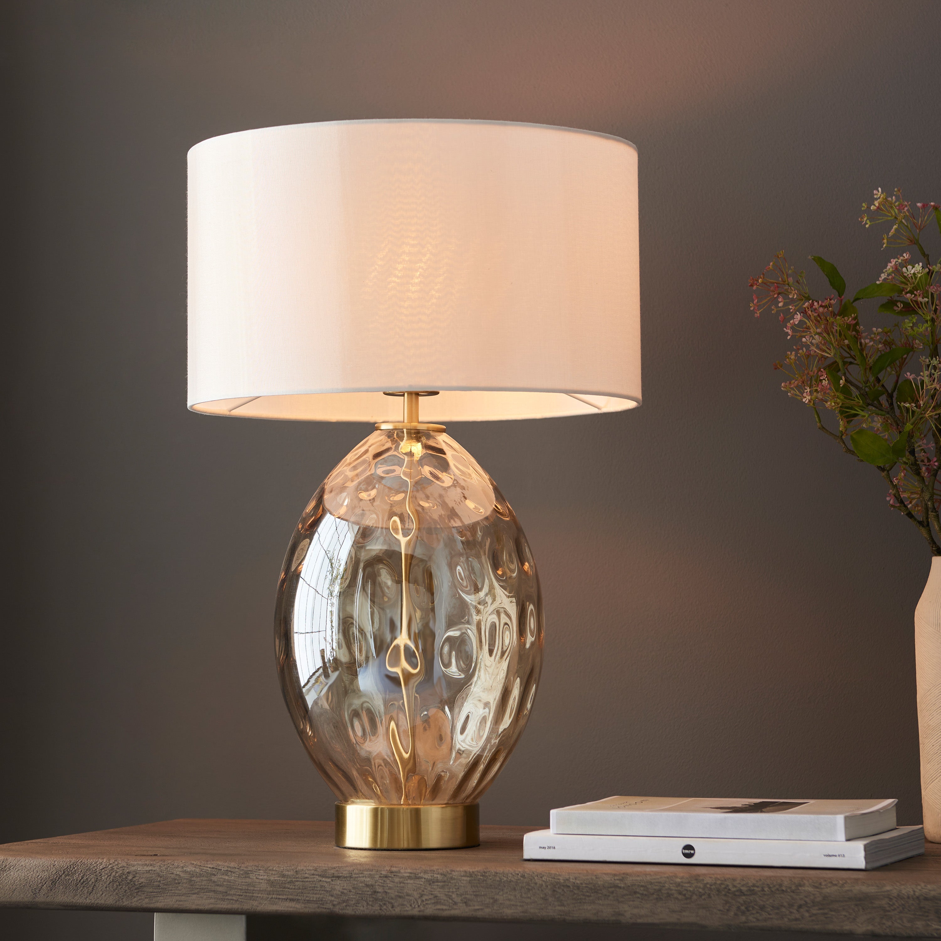 Willow Champagne Gold Dimple Glass Table Lamp