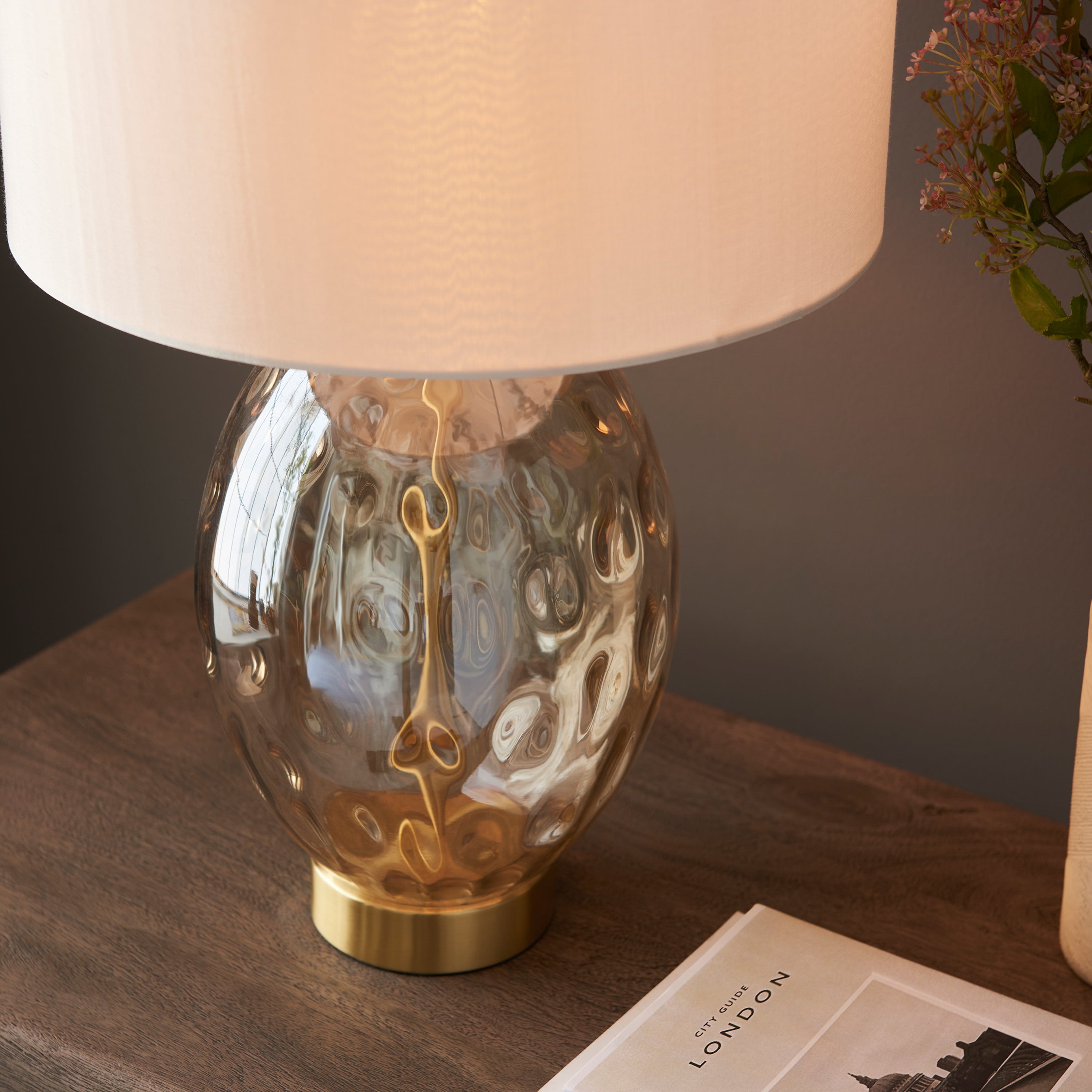 Willow Champagne Gold Dimple Glass Table Lamp
