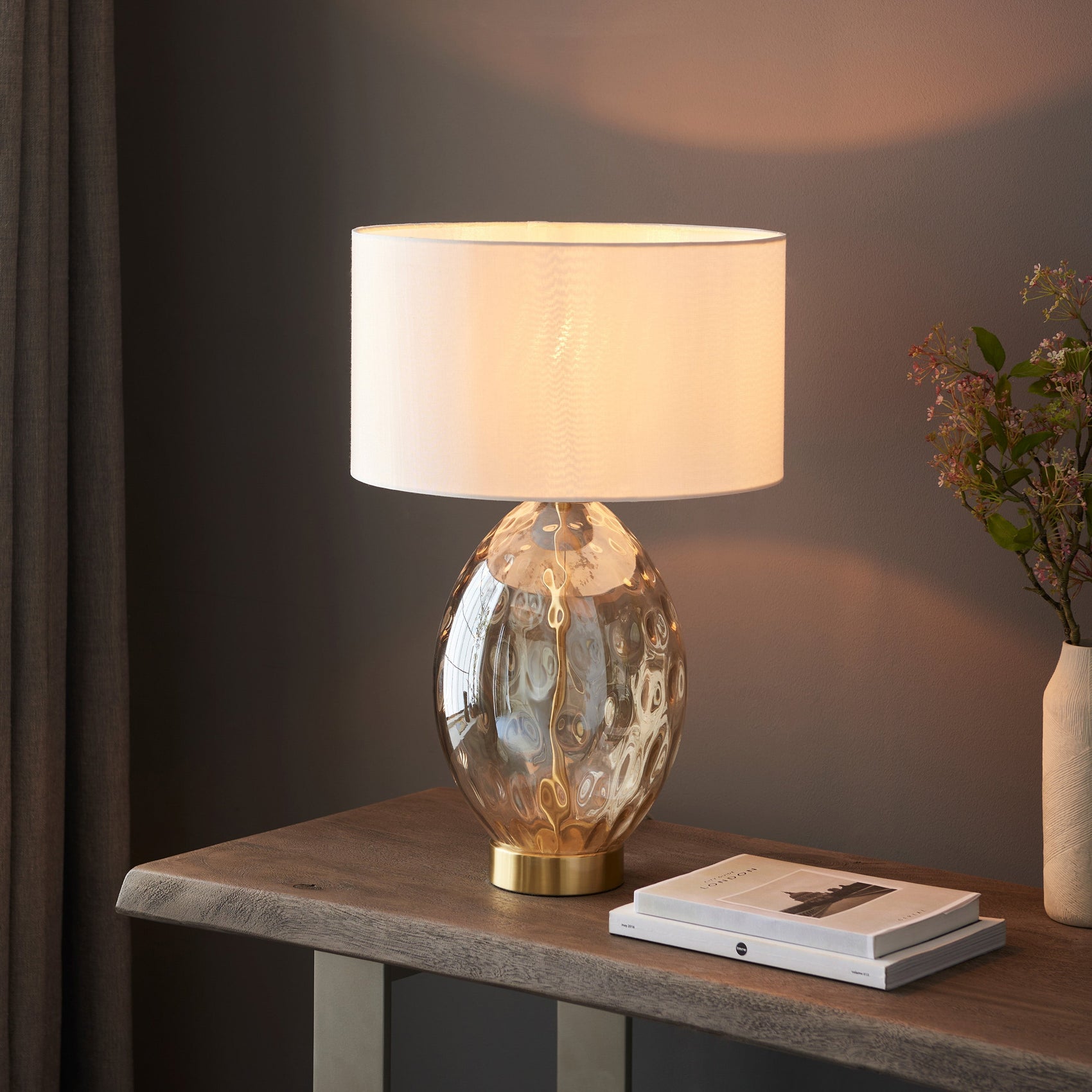 Willow Champagne Gold Dimple Glass Table Lamp
