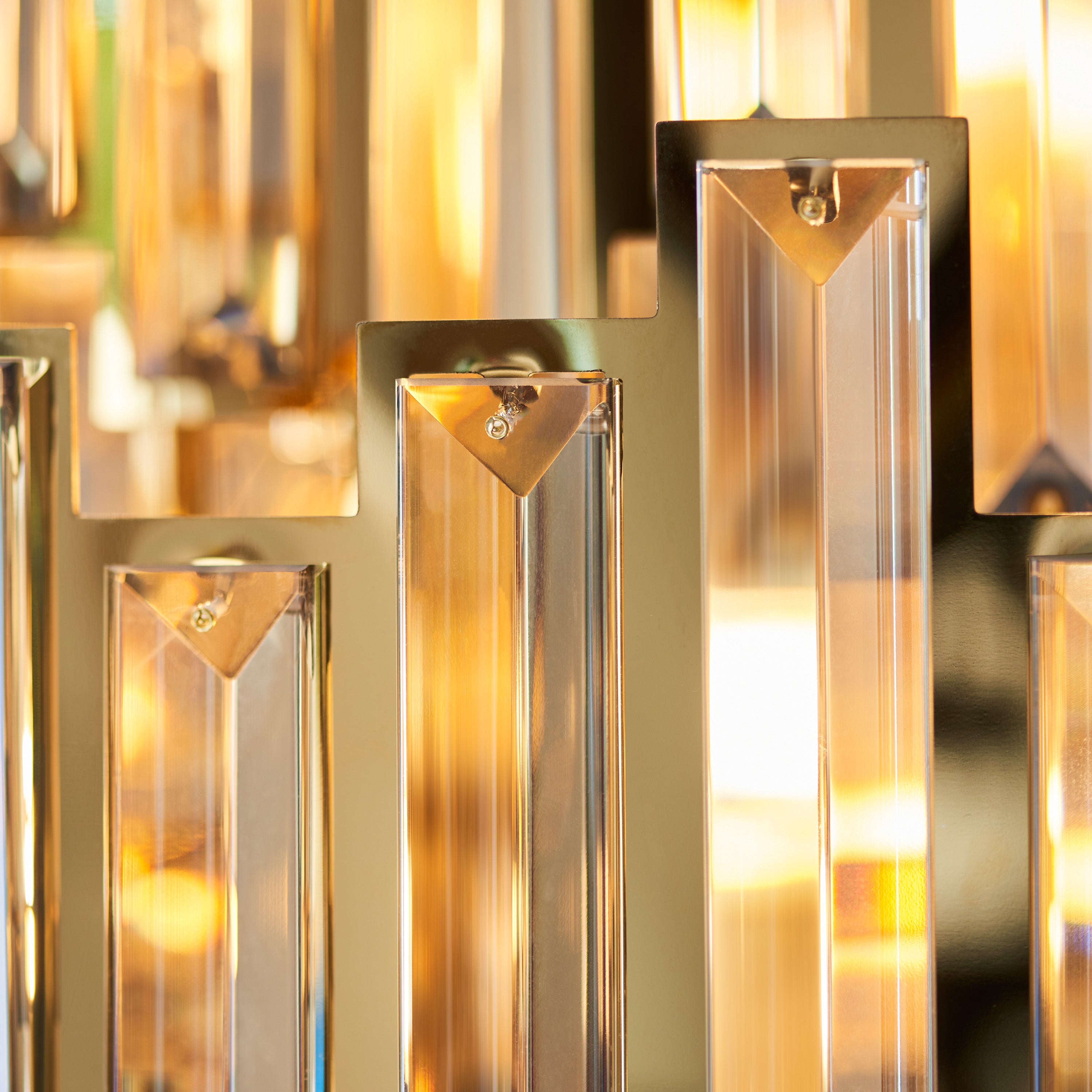 Sabrina Champagne Gold & Crystal Glass Tiered Chandelier