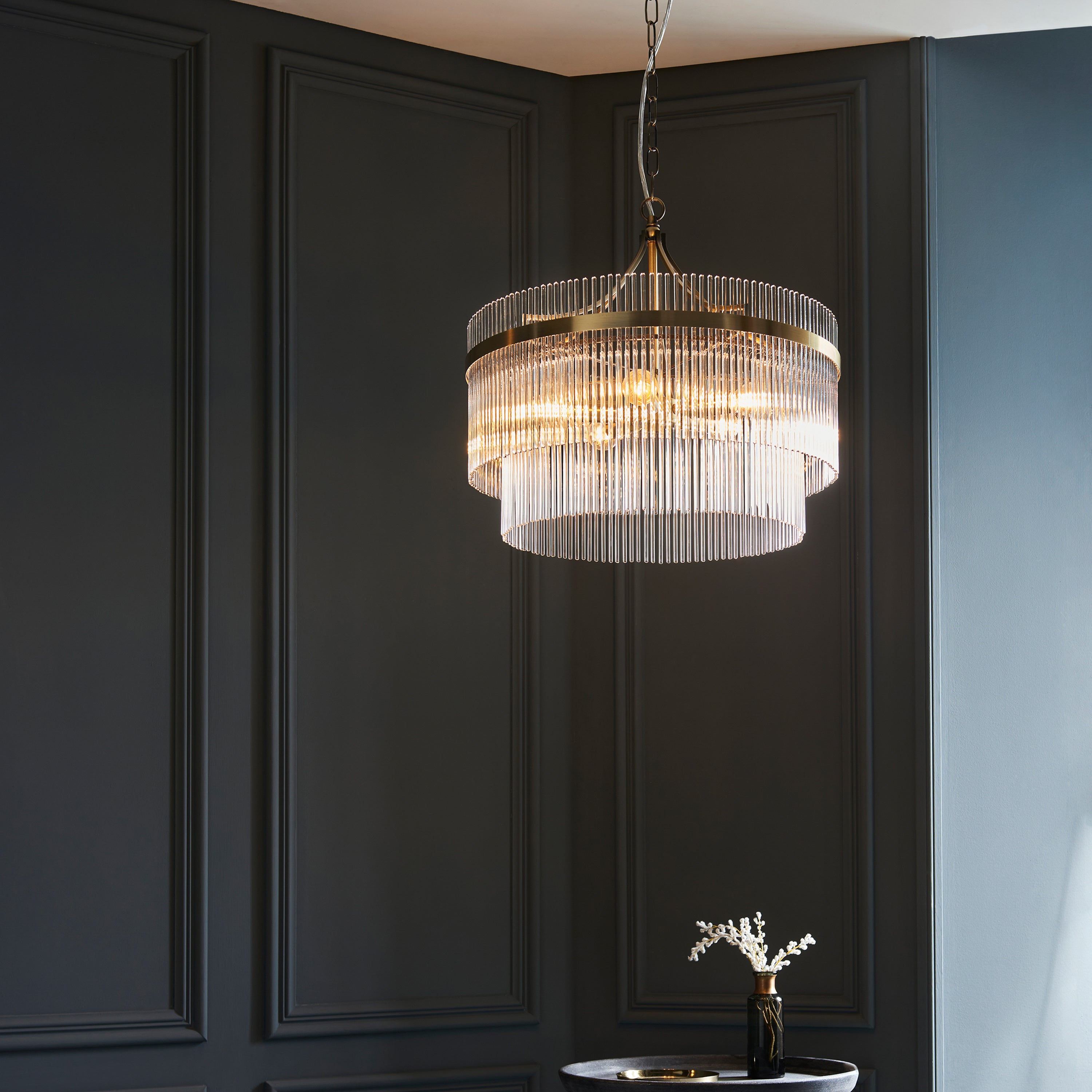 Vizzini Antique Brass Gold & Glass Pendant Light | Large