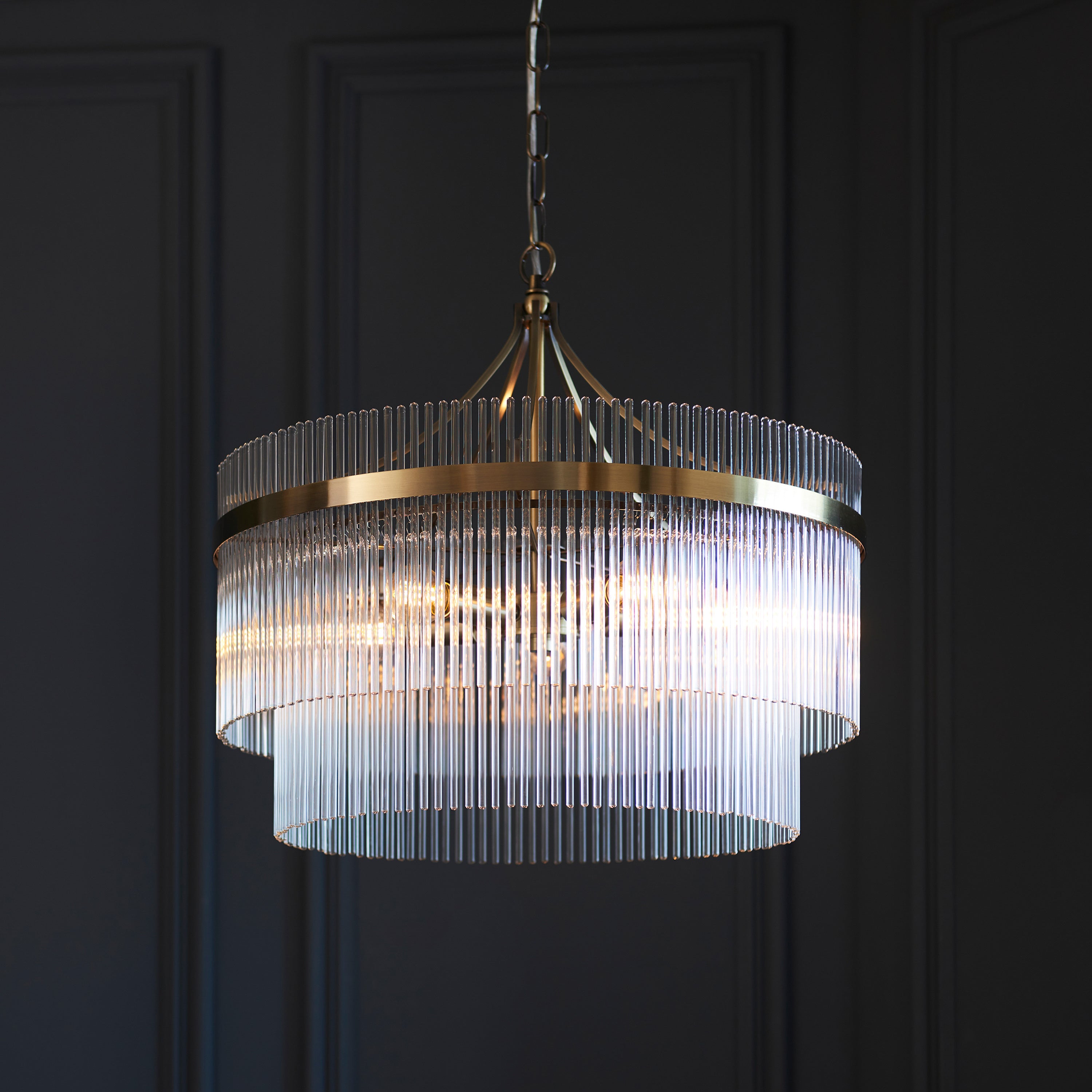 Vizzini Antique Brass Gold & Glass Pendant Light | Large