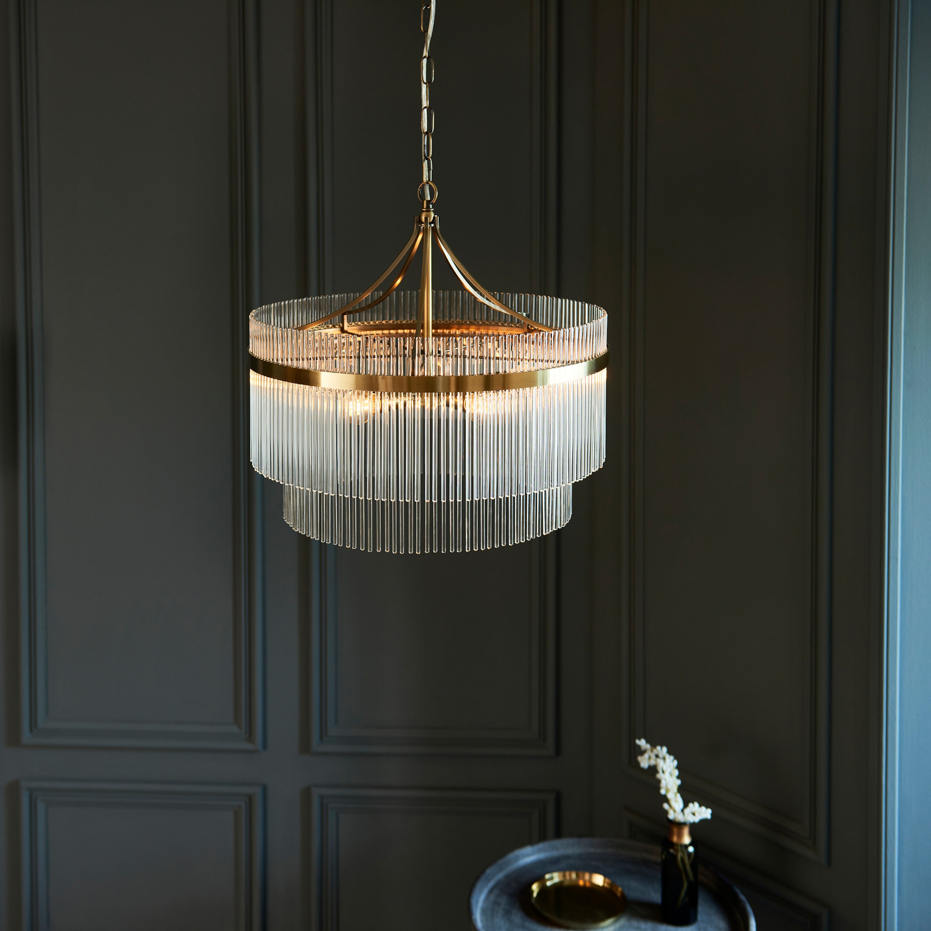 Vizzini Antique Brass Gold & Glass Pendant Light | Large