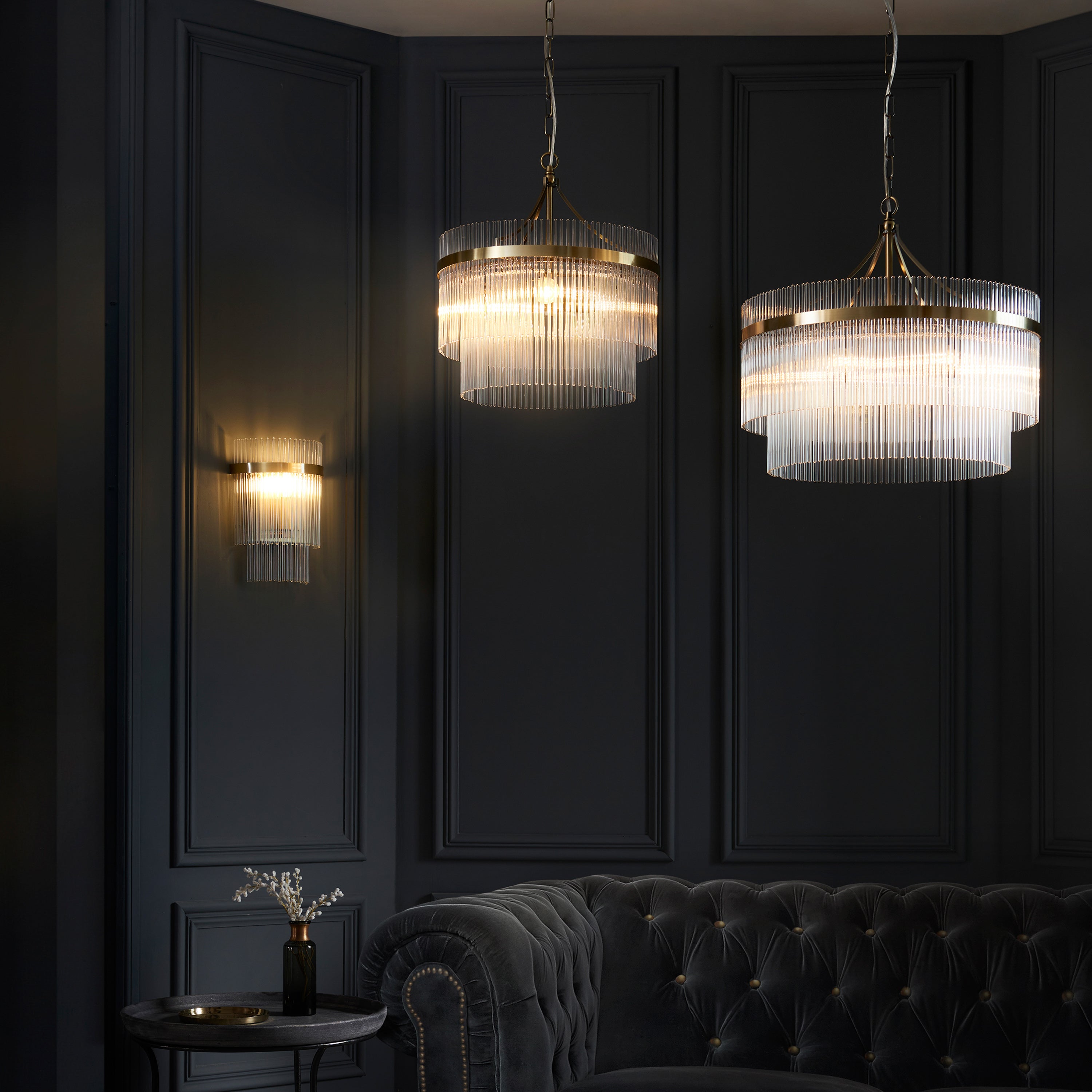 Vizzini Antique Brass Gold & Glass Pendant Light | Large