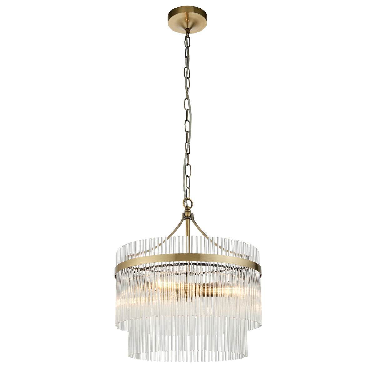 Vizzini Antique Brass Gold & Glass Pendant Light | Medium