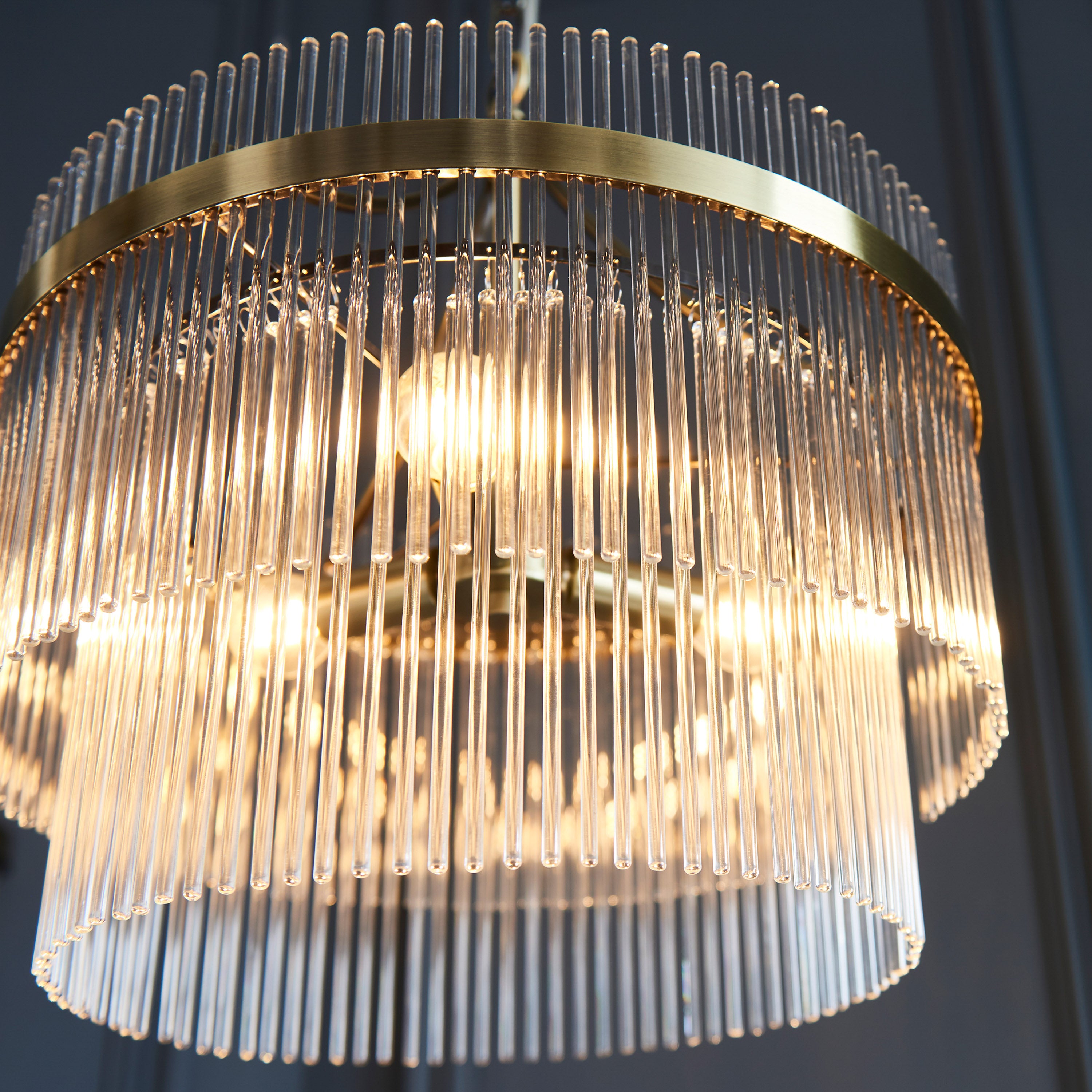 Vizzini Antique Brass Gold & Glass Pendant Light | Medium