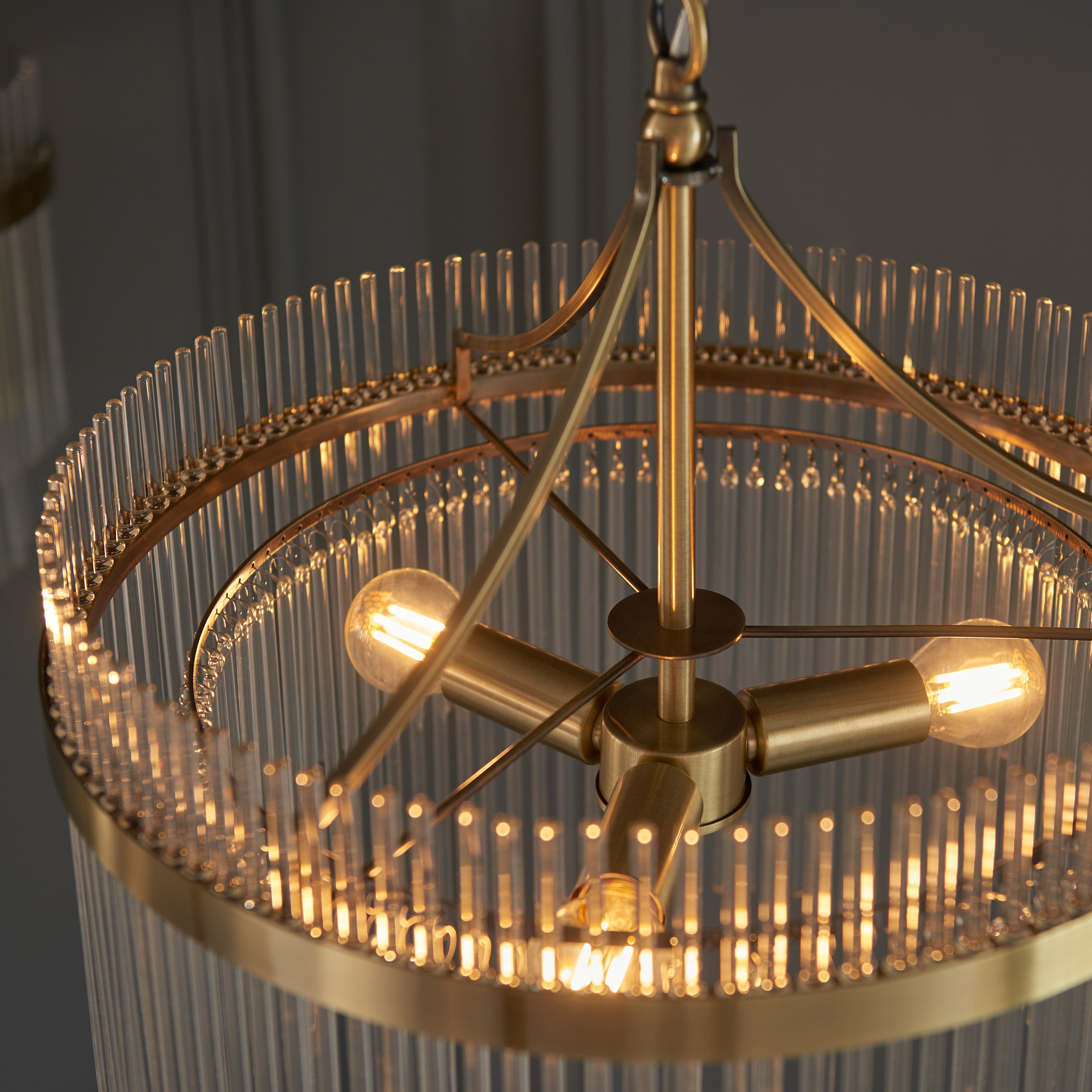 Vizzini Antique Brass Gold & Glass Pendant Light | Medium
