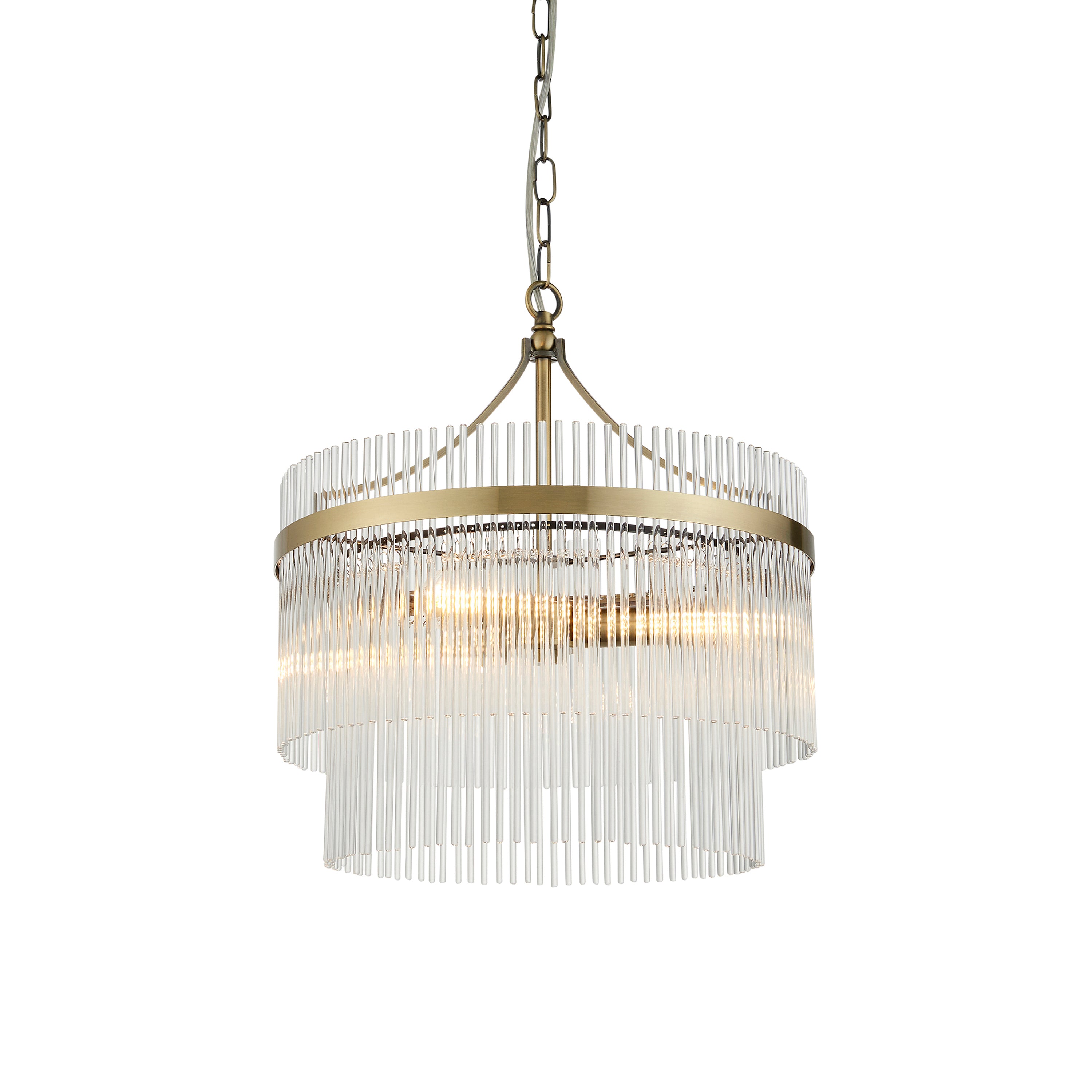 Vizzini Antique Brass Gold & Glass Pendant Light | Medium