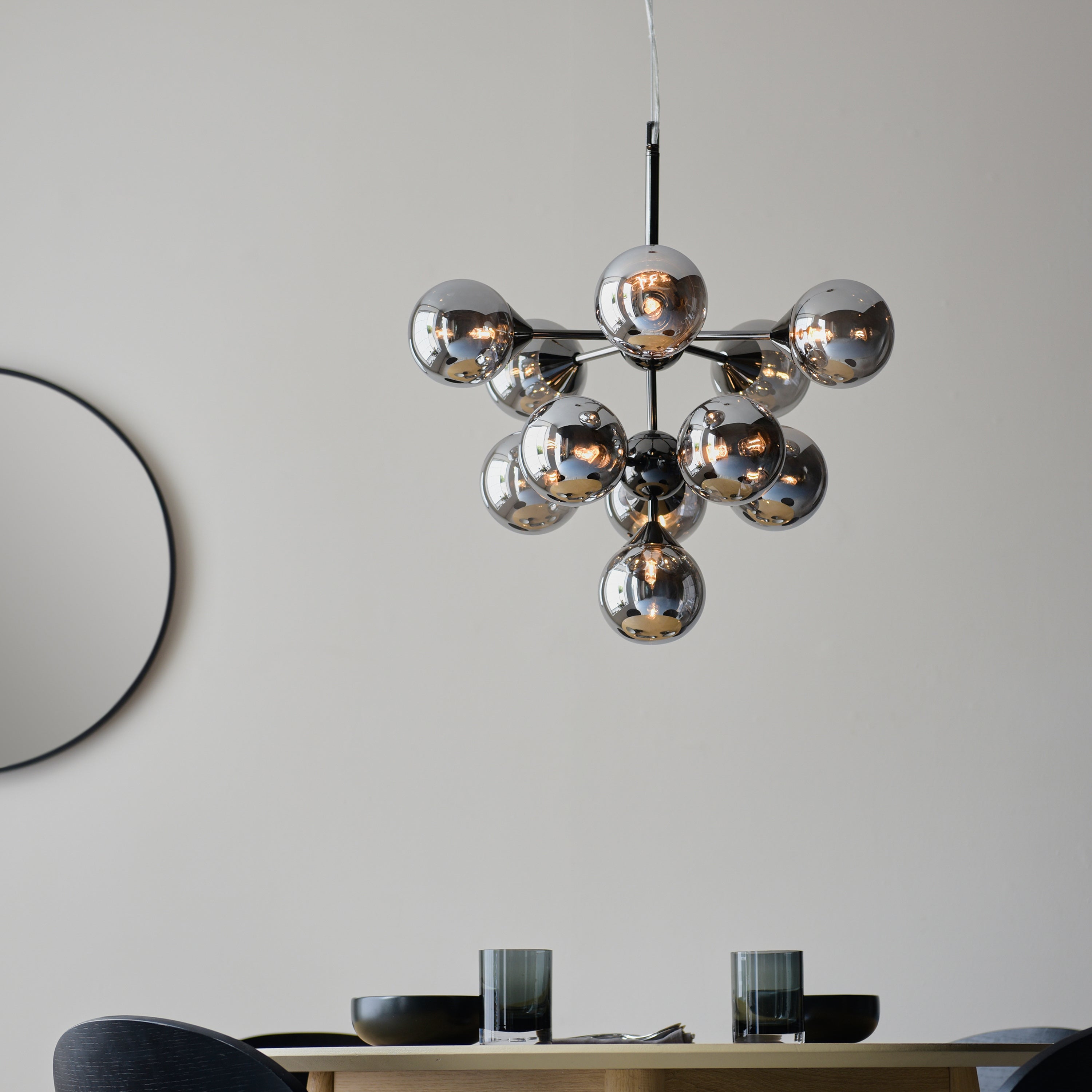 Gracie Smoked Mirror Glass Dome Cluster Pendant Light
