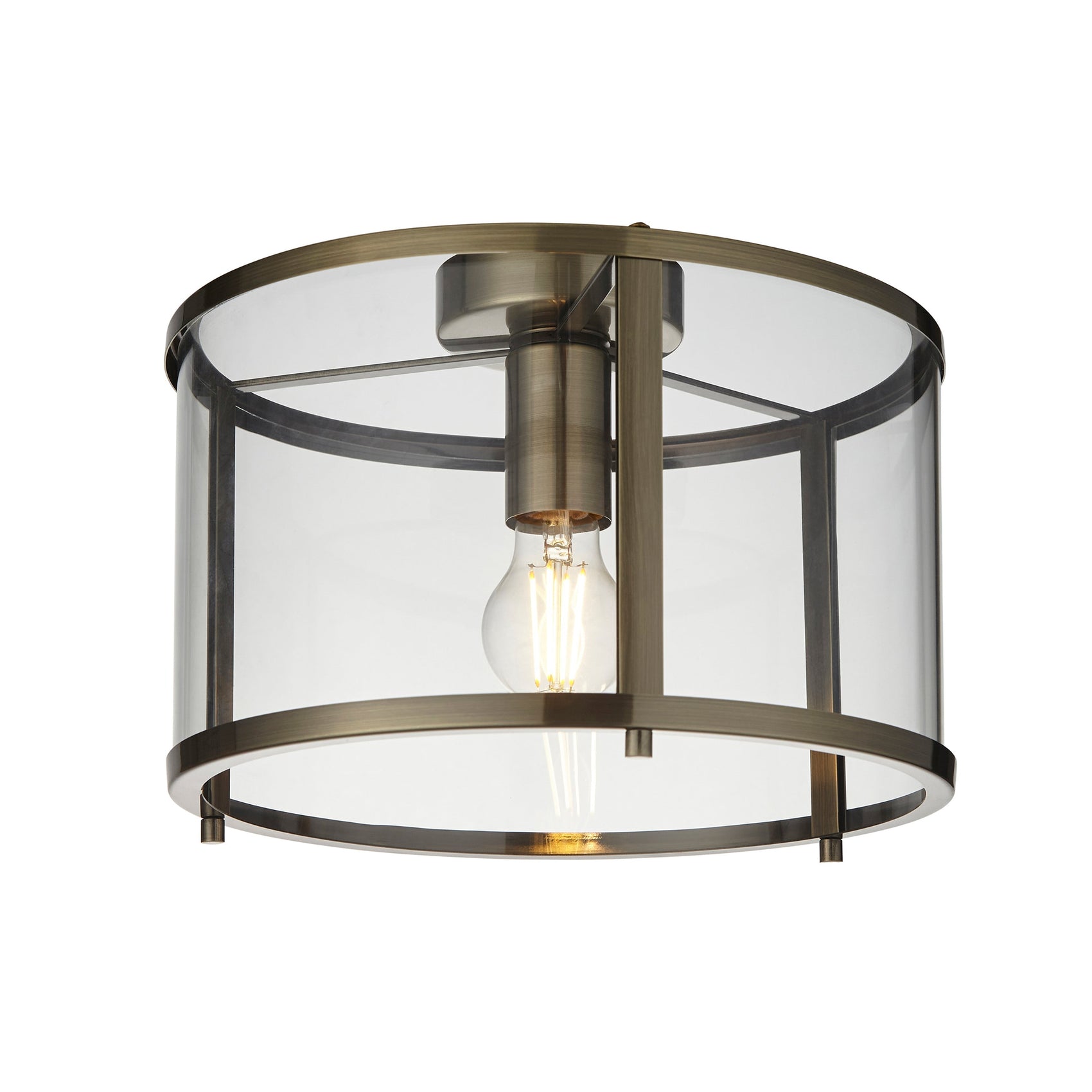 Abern Antique Brass & Clear Glass Ceiling Light