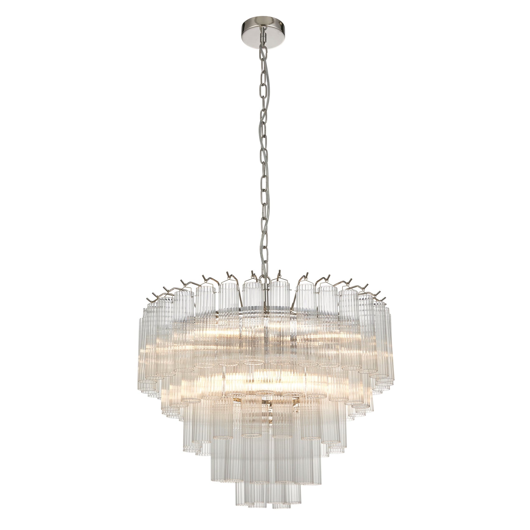 Balma Polished Nickel & Ribbed Glass Tiered Chandelier