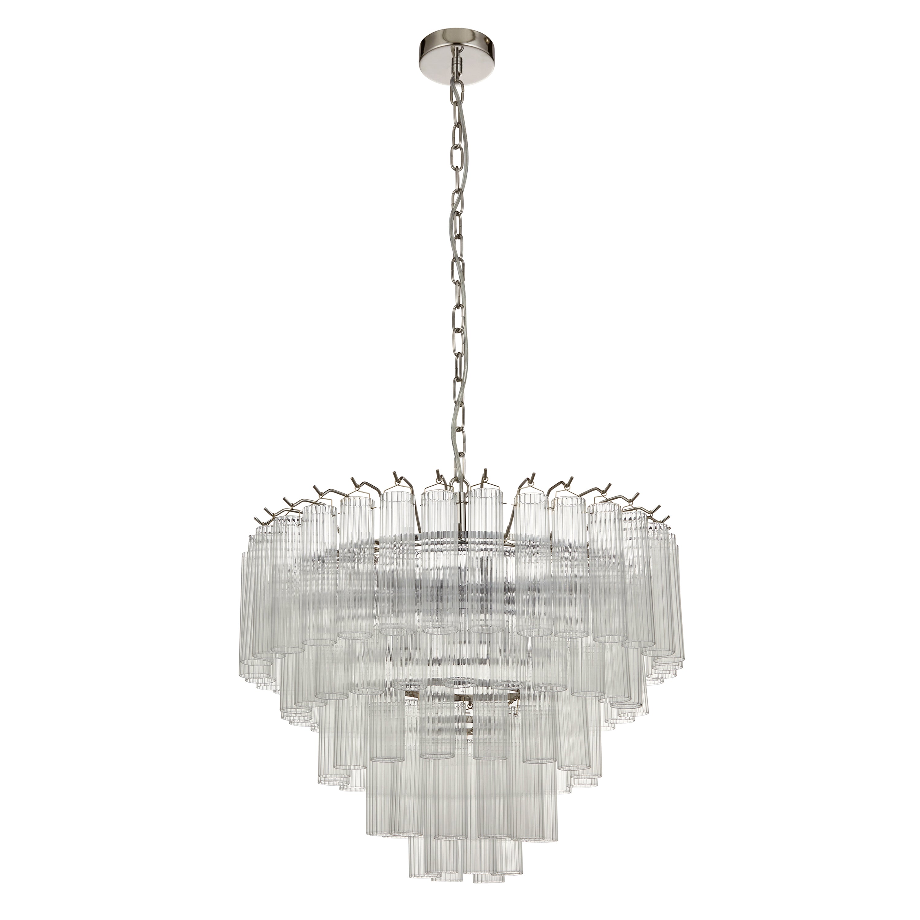 Balma Polished Nickel & Ribbed Glass Tiered Chandelier
