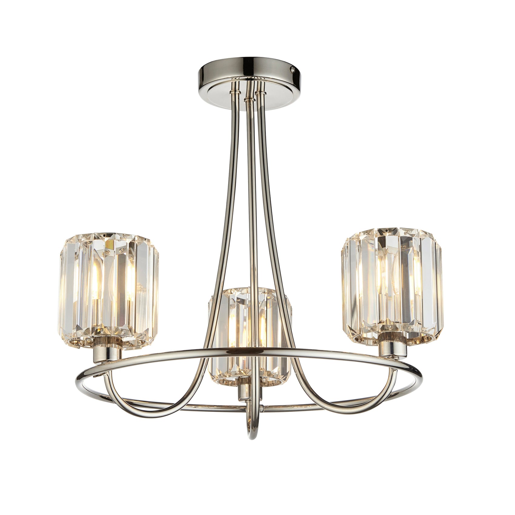 Denton Chrome & Faceted Glass Ceiling Light