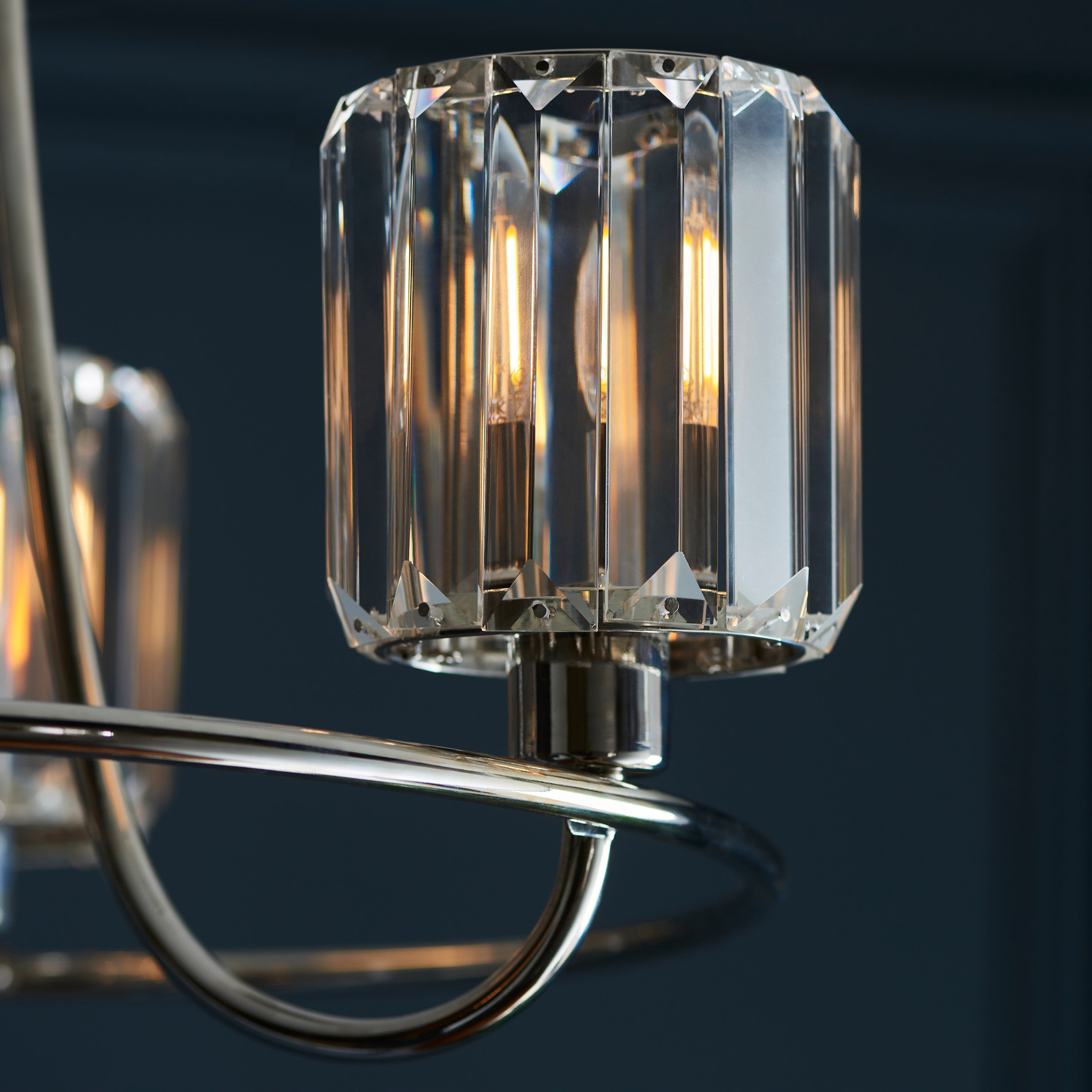 Denton Chrome & Faceted Glass Ceiling Light