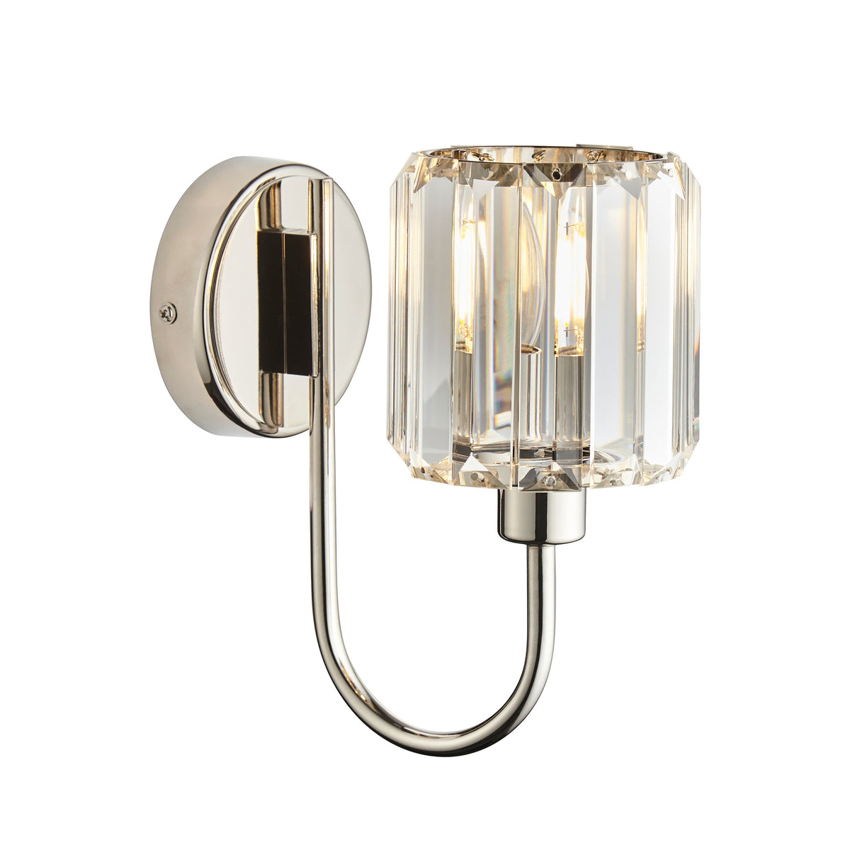 Denton Bright Nickel & Faceted Glass Wall Light