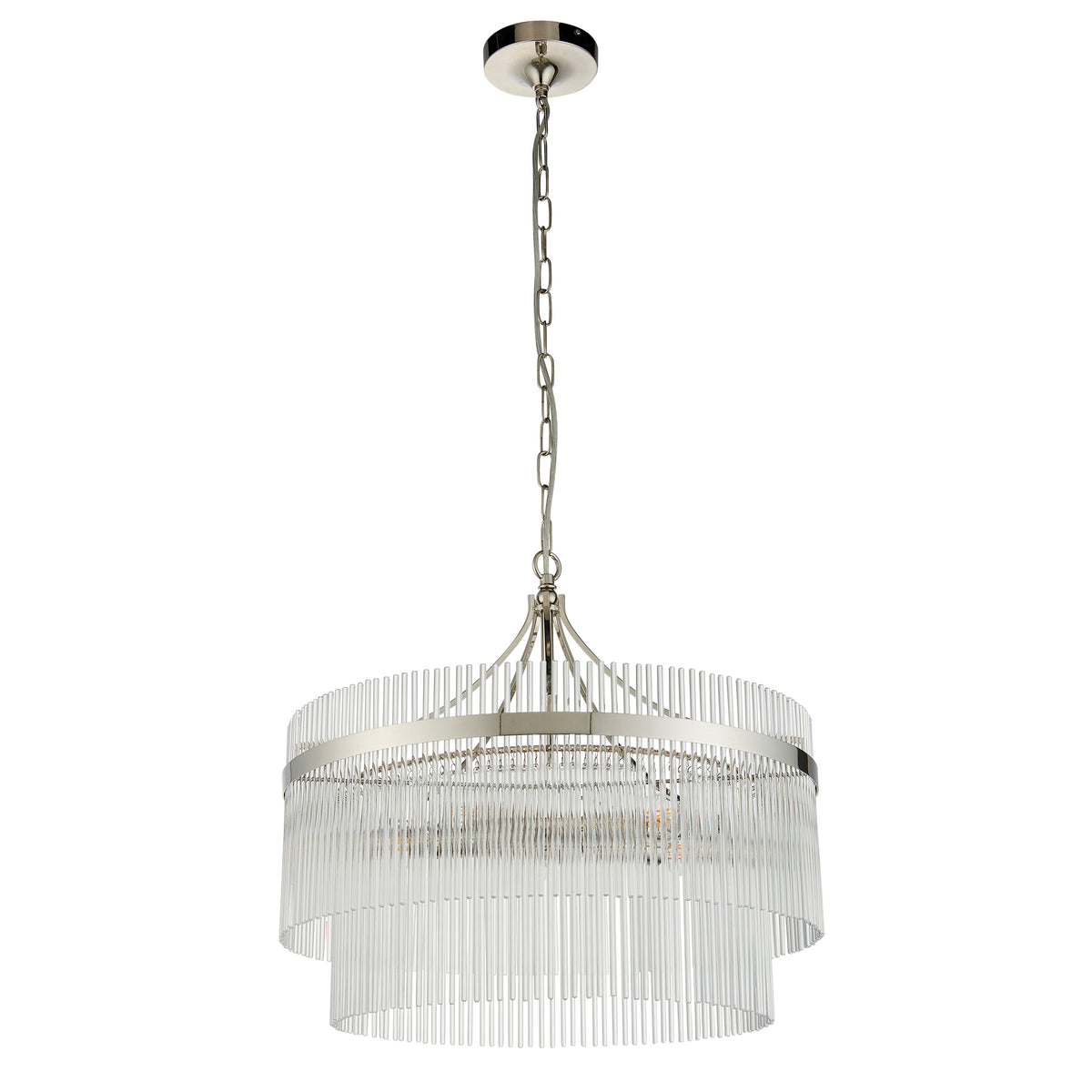 Vizzini Bright Nickel & Glass Pendant Light | Large
