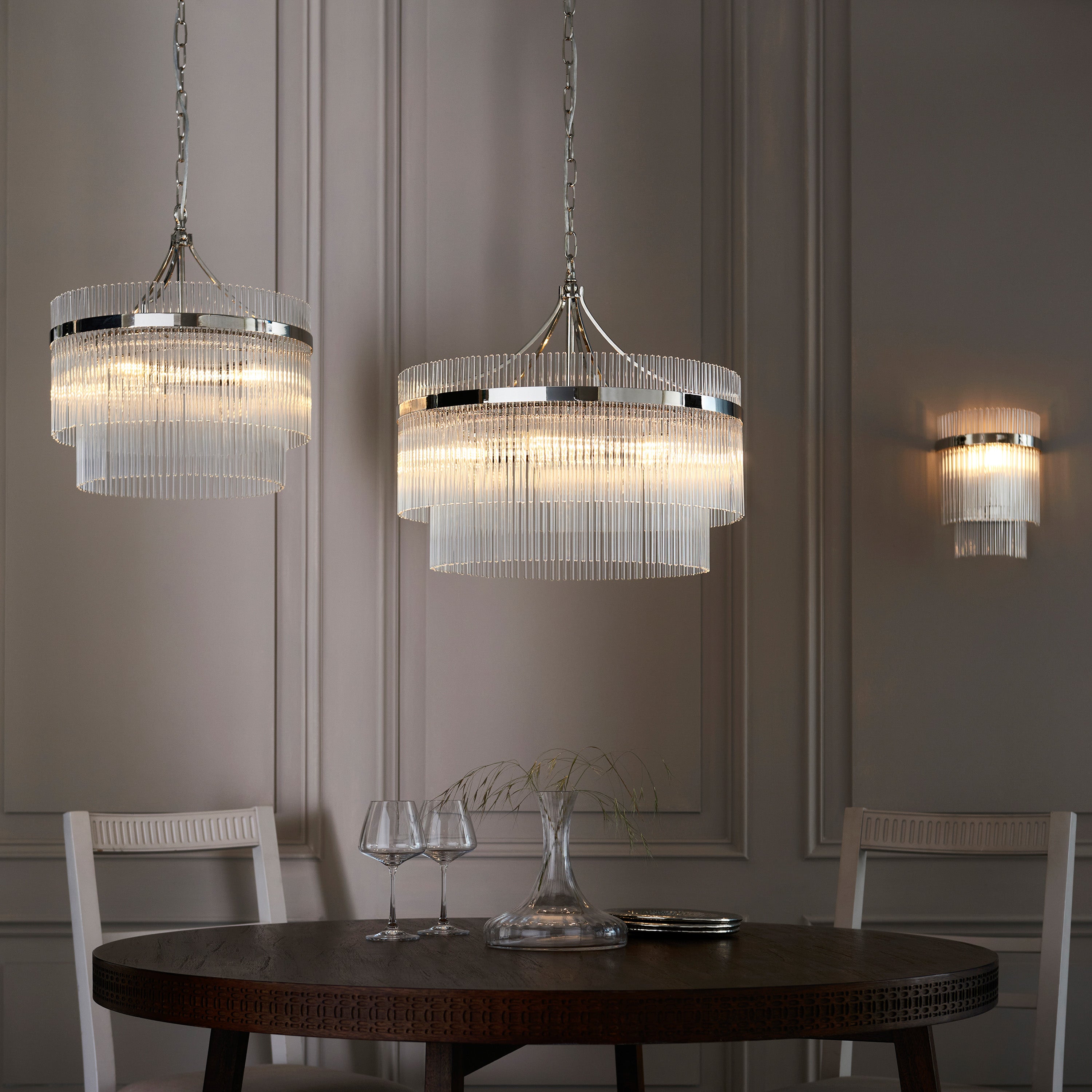Vizzini Bright Nickel & Glass Pendant Light | Large