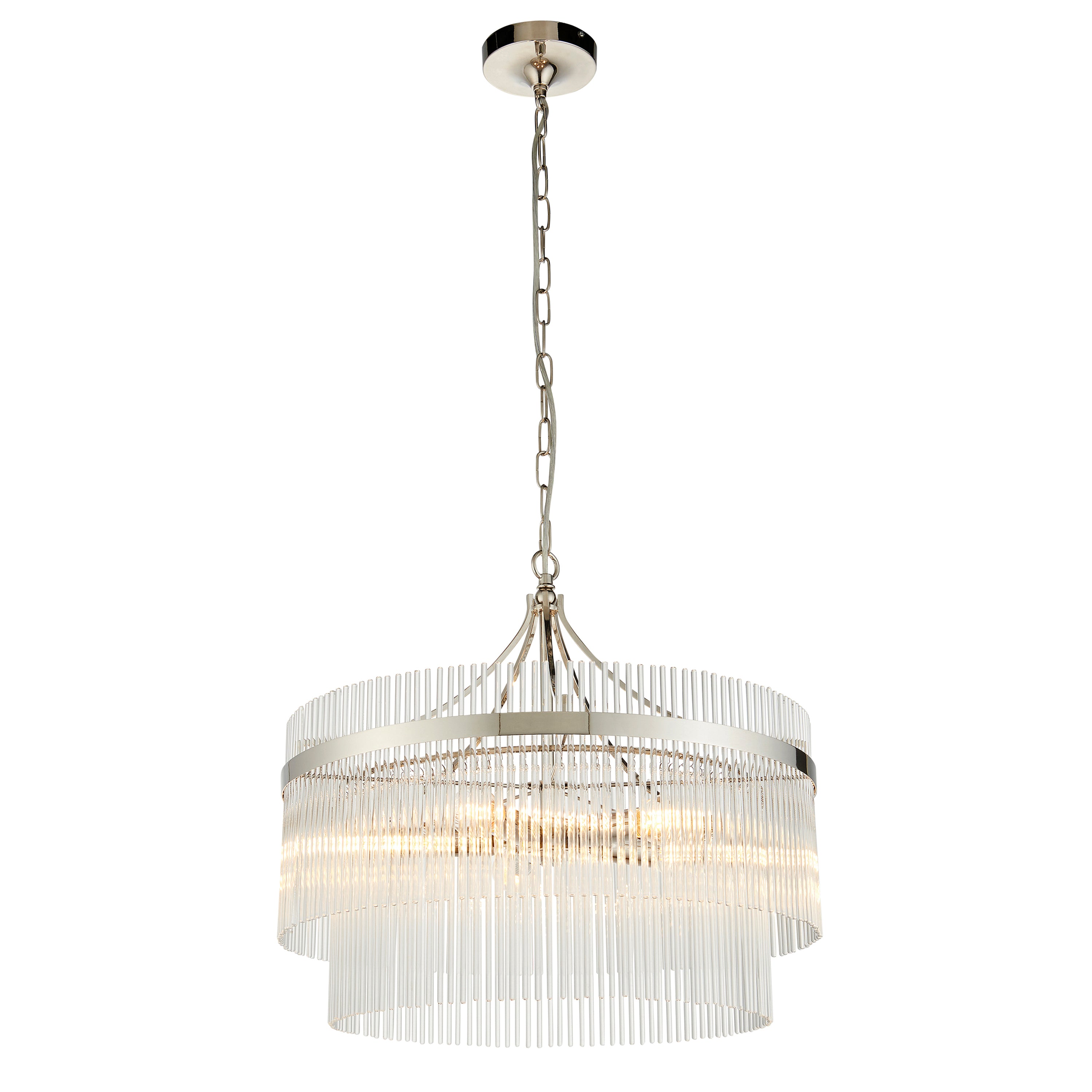 Vizzini Bright Nickel & Glass Pendant Light | Large