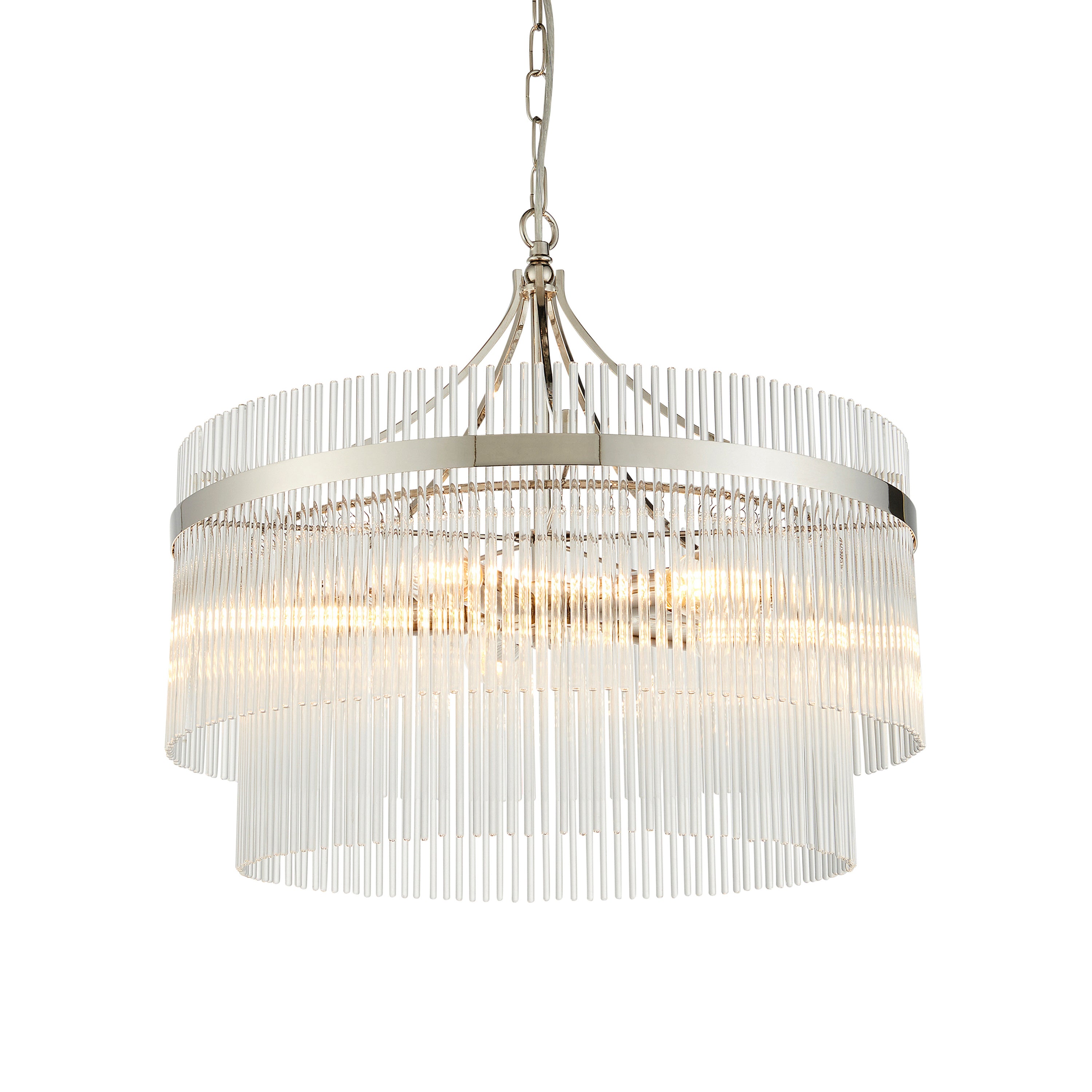 Vizzini Bright Nickel & Glass Pendant Light | Large