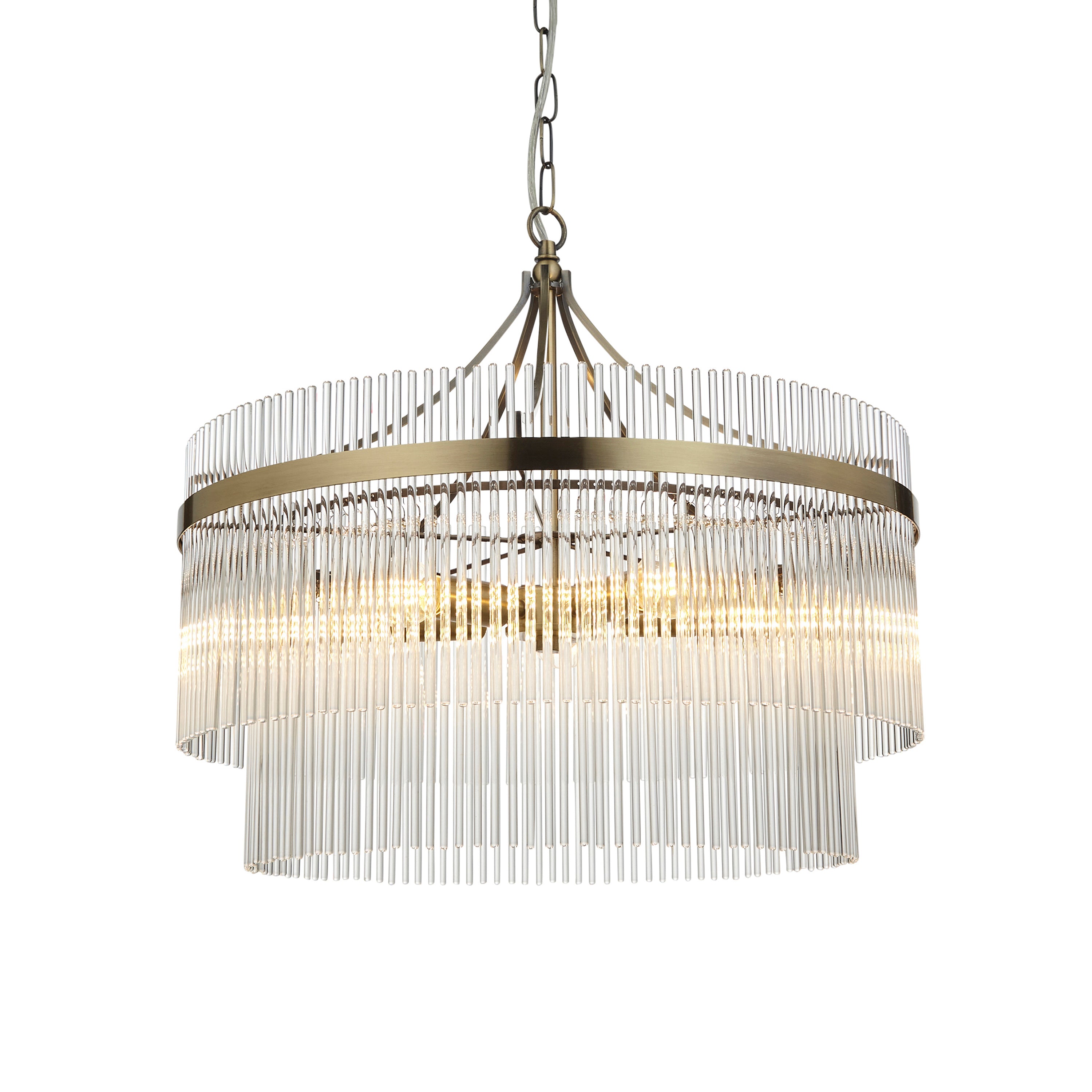 Vizzini Bright Nickel & Glass Pendant Light | Large