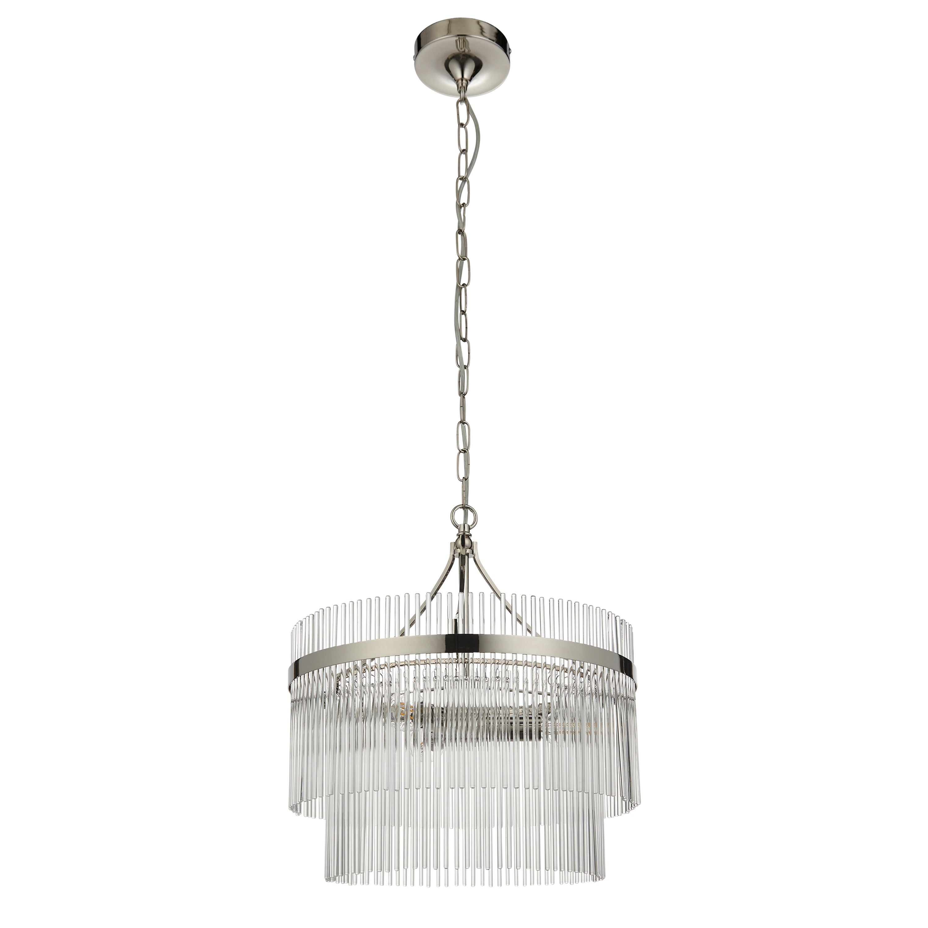 Vizzini Bright Nickel & Glass Pendant Light | Medium
