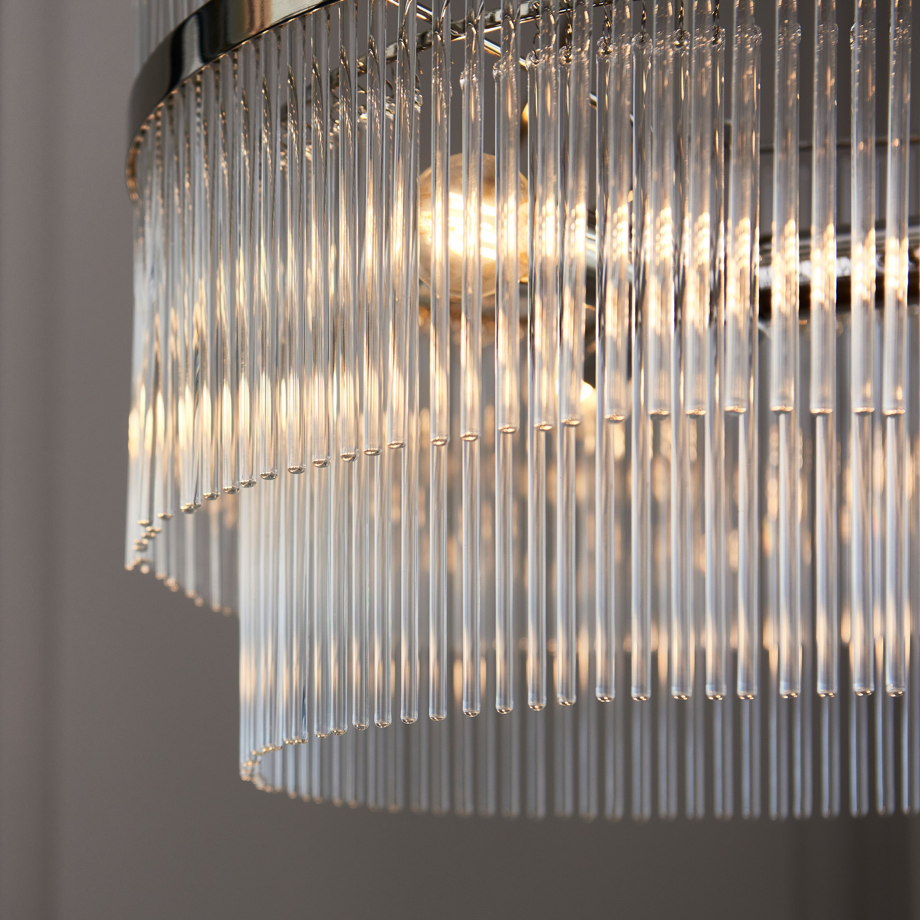 Vizzini Bright Nickel & Glass Pendant Light | Medium