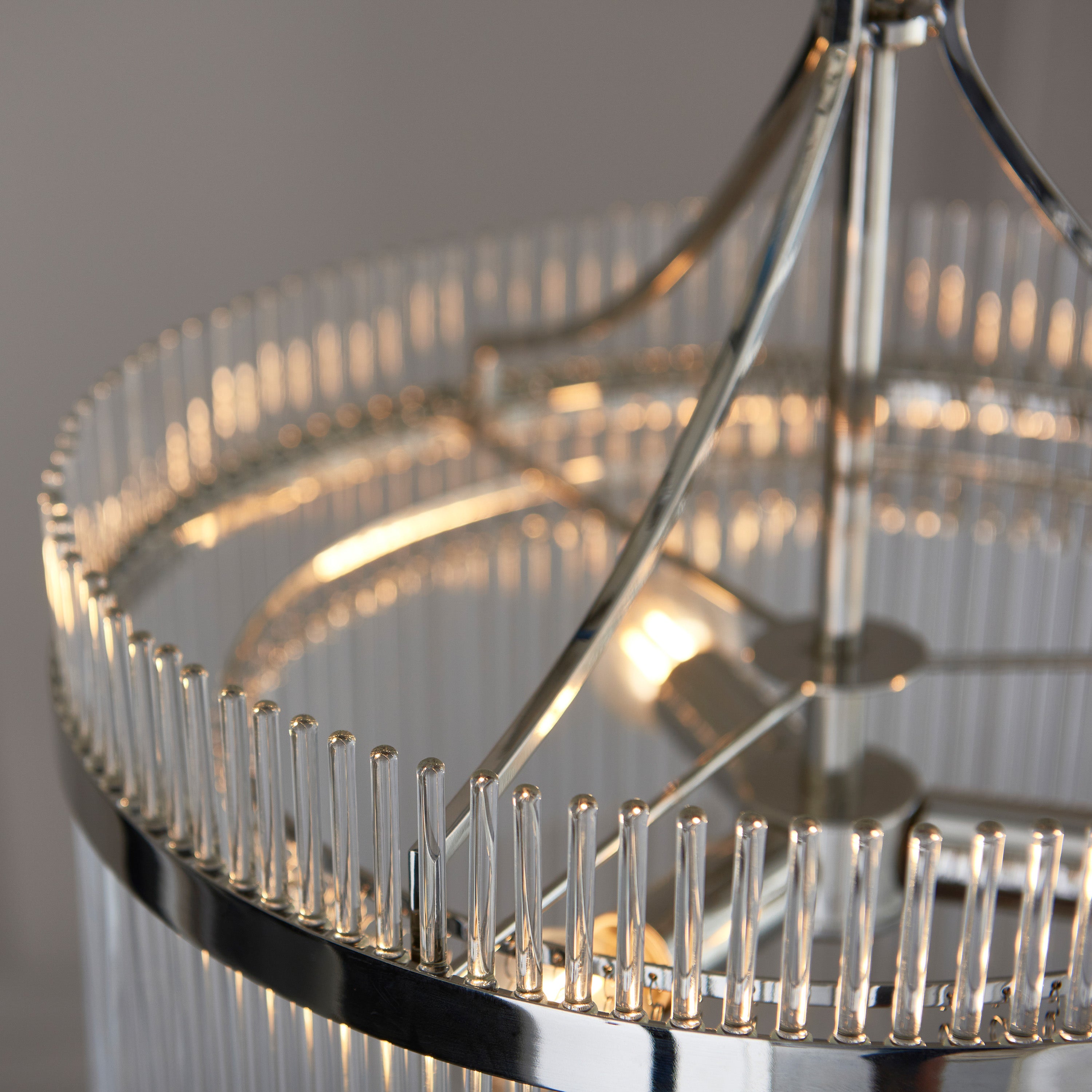 Vizzini Bright Nickel & Glass Pendant Light | Medium