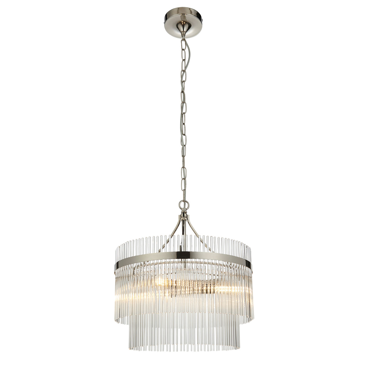 Vizzini Bright Nickel & Glass Pendant Light | Medium
